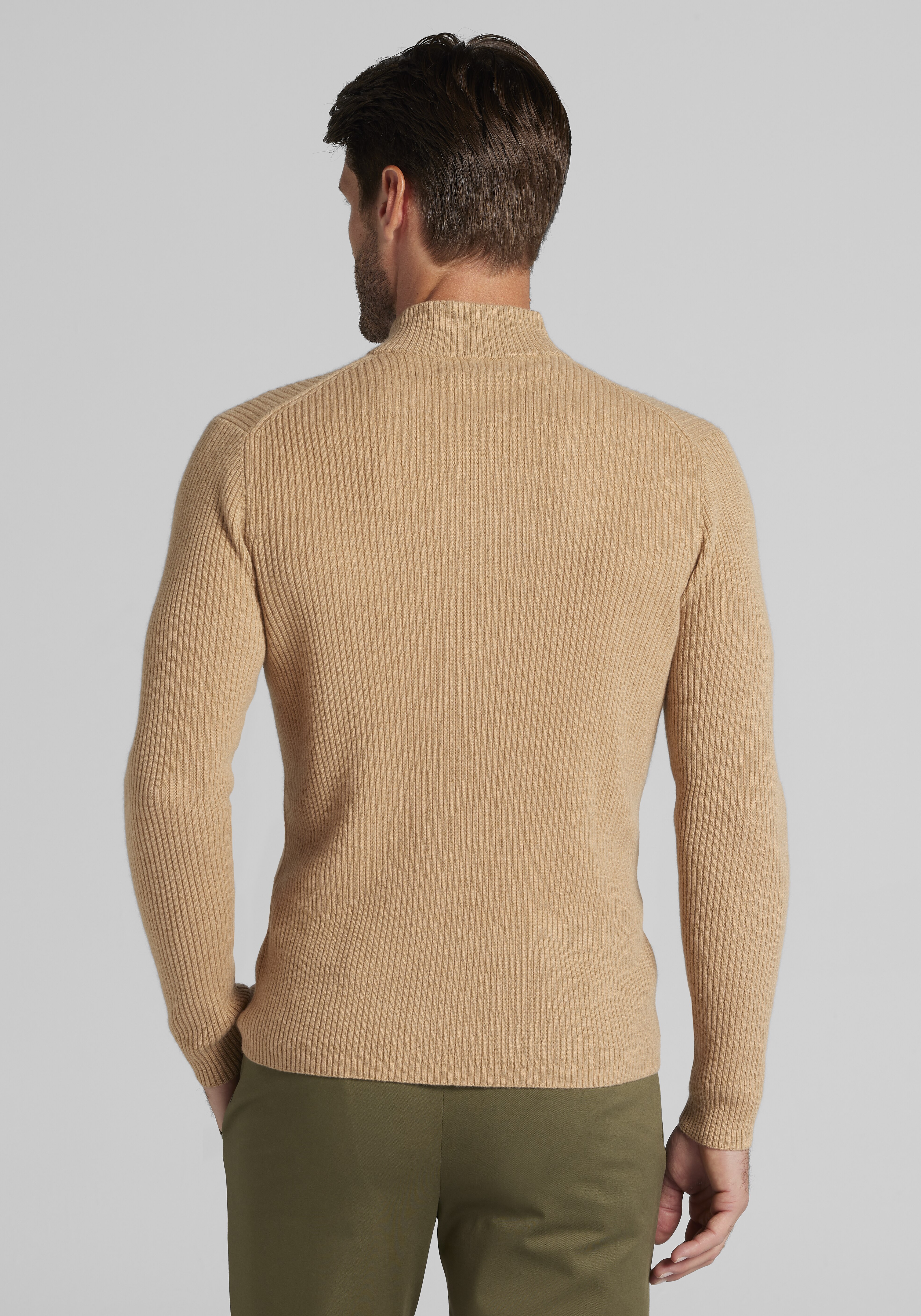 Reserve Collection Tailored Fit 2x2 Rib Mock Neck Cashmere Sweater CLEARANCE