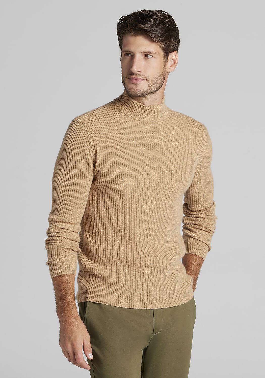 Reserve Collection Tailored Fit 2x2 Rib Mock Neck Sweater