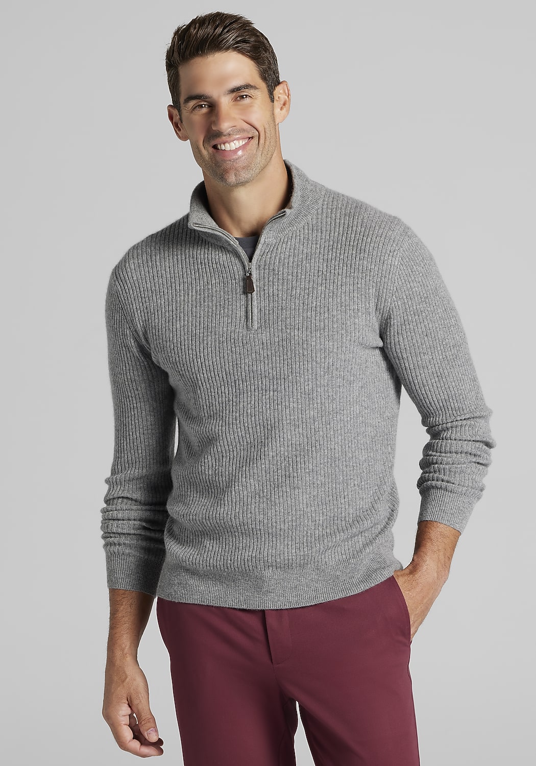 Reserve Collection Tailored Fit 2x2 Rib 1/4 Zip Sweater