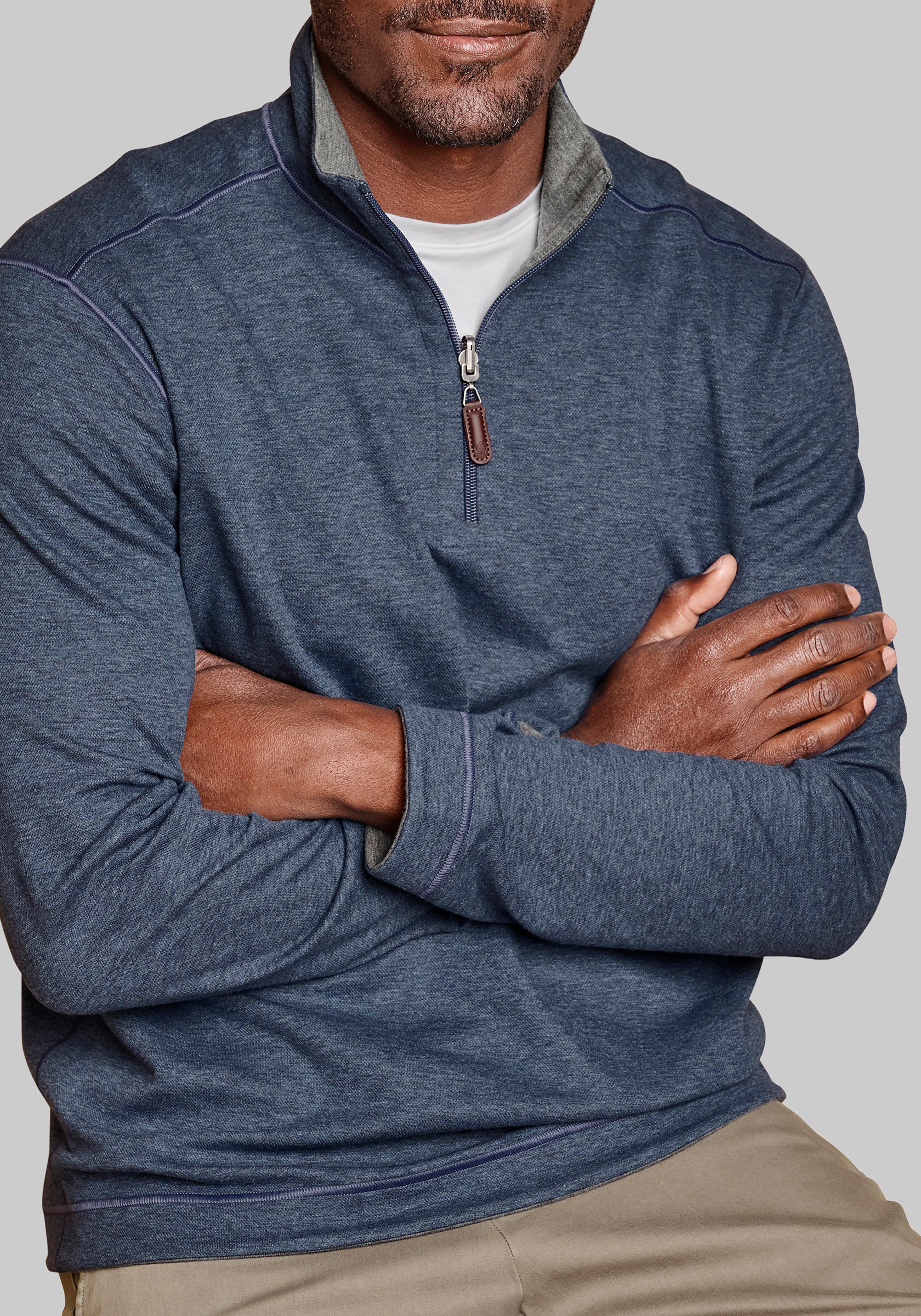 Johnston & Murphy Tailored Fit Reversible Quarter-Zip Pullover