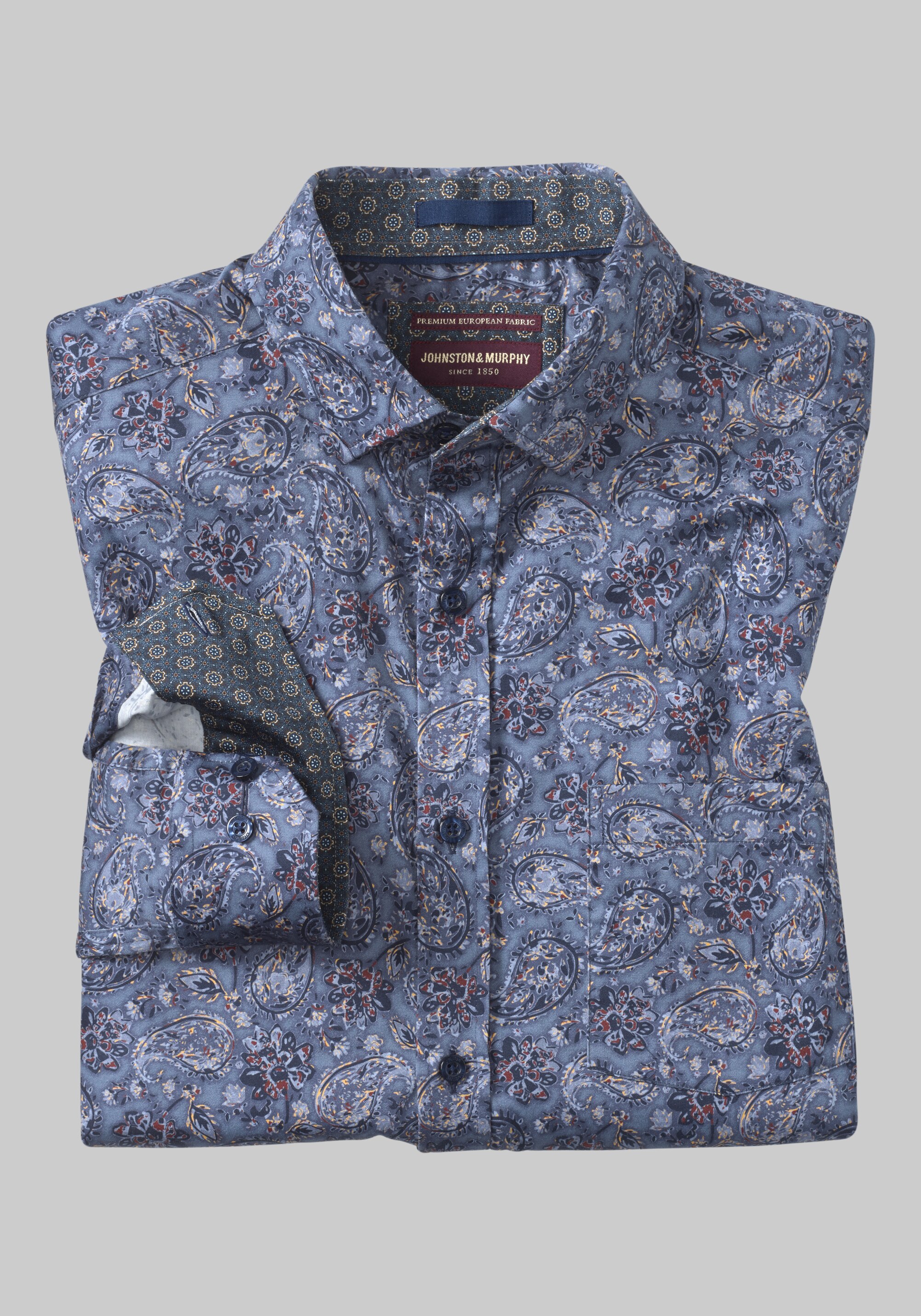Johnston & Murphy Tailored Fit Printed Cotton Sportshirt
