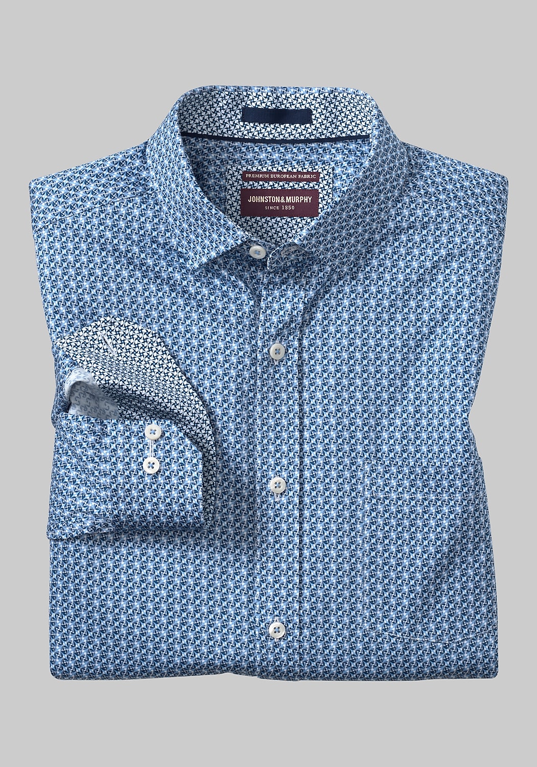 Johnston & Murphy Tailored Fit Printed Cotton Sportshirt