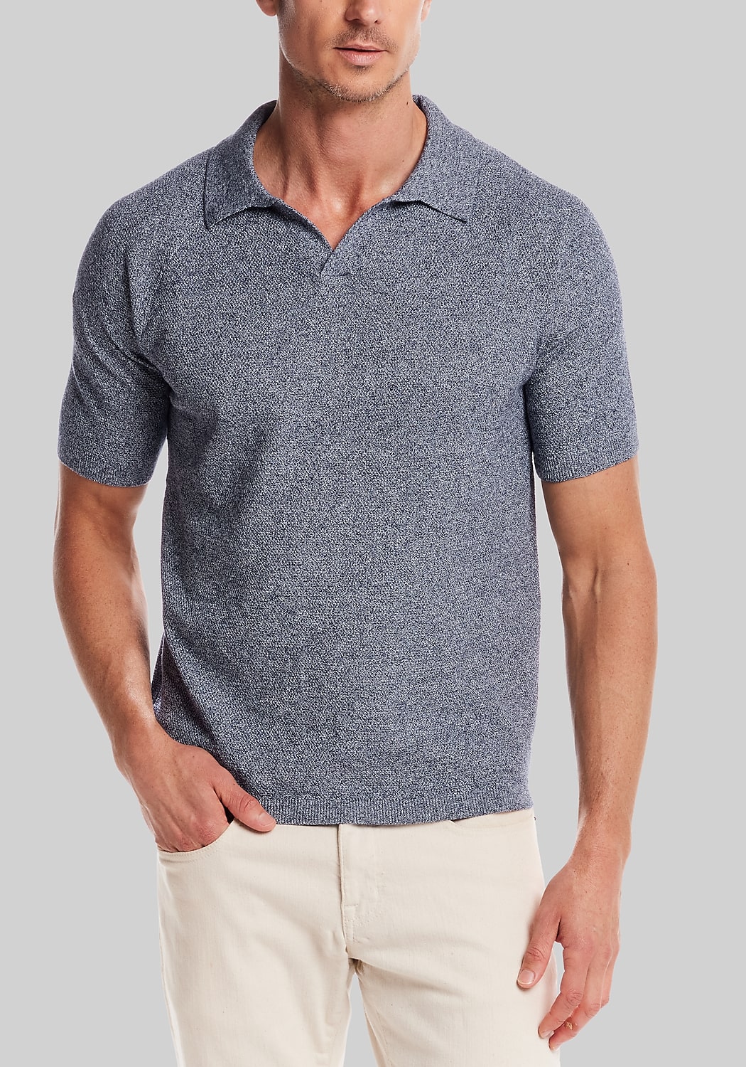 Weatherproof Vintage Traditional Fit Mixed Knit Johnny Collar Sweater