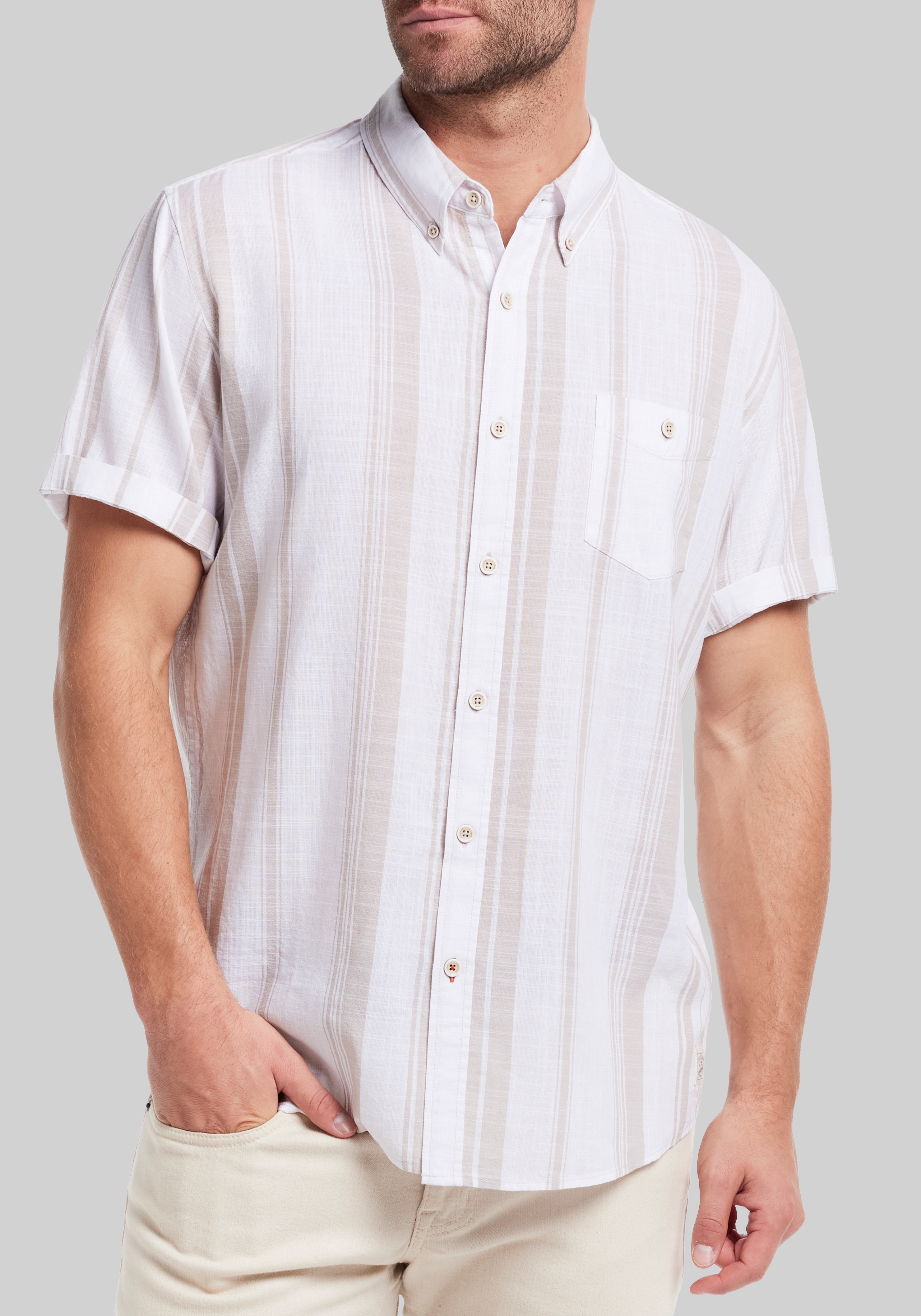 Men's Casual Tops, Weatherproof Vintage Striped Country Twill Button Down Shirt - Jos A Bank