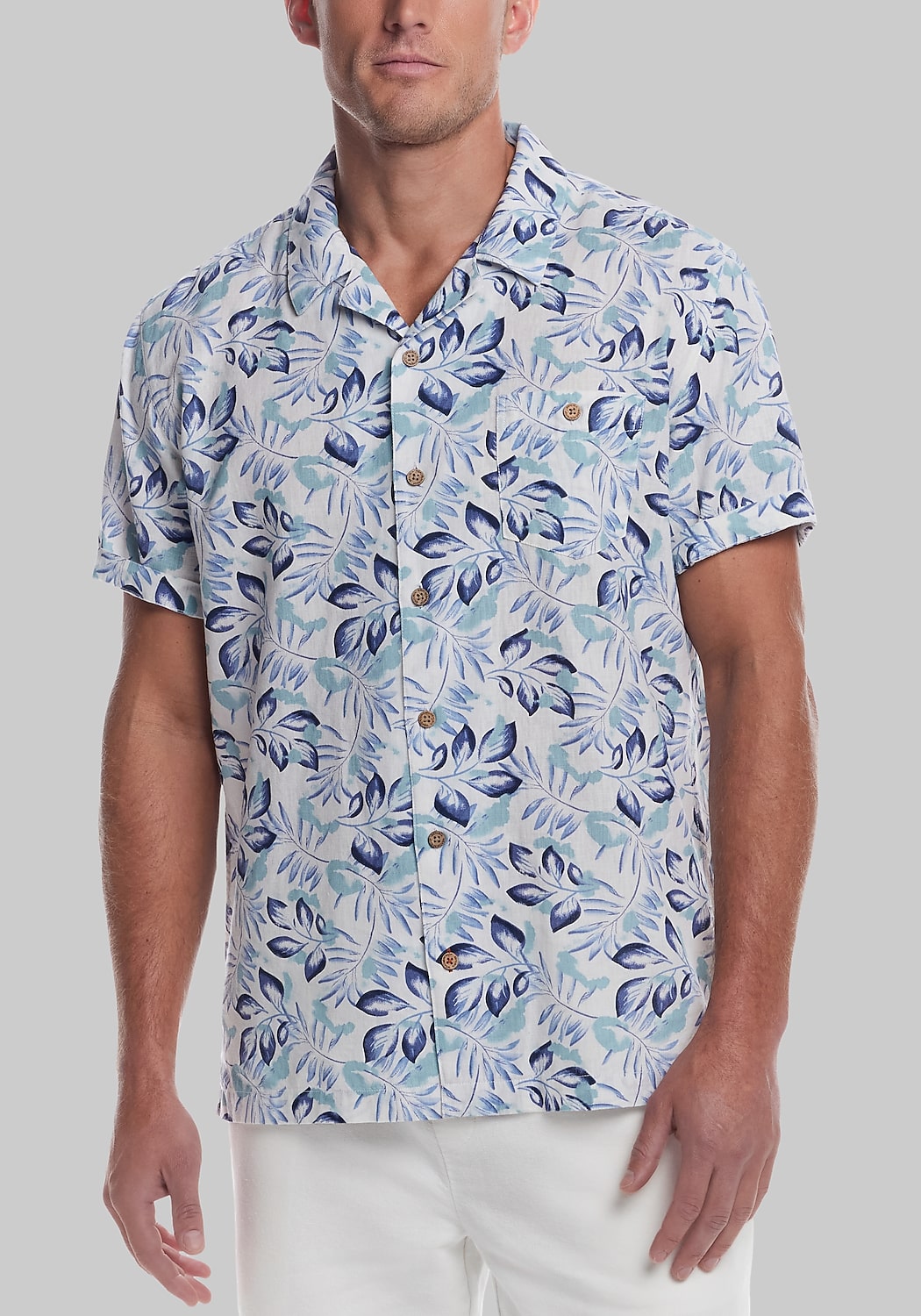 Weatherproof Vintage Traditional Fit Patterned Linen-Cotton Camp Shirt