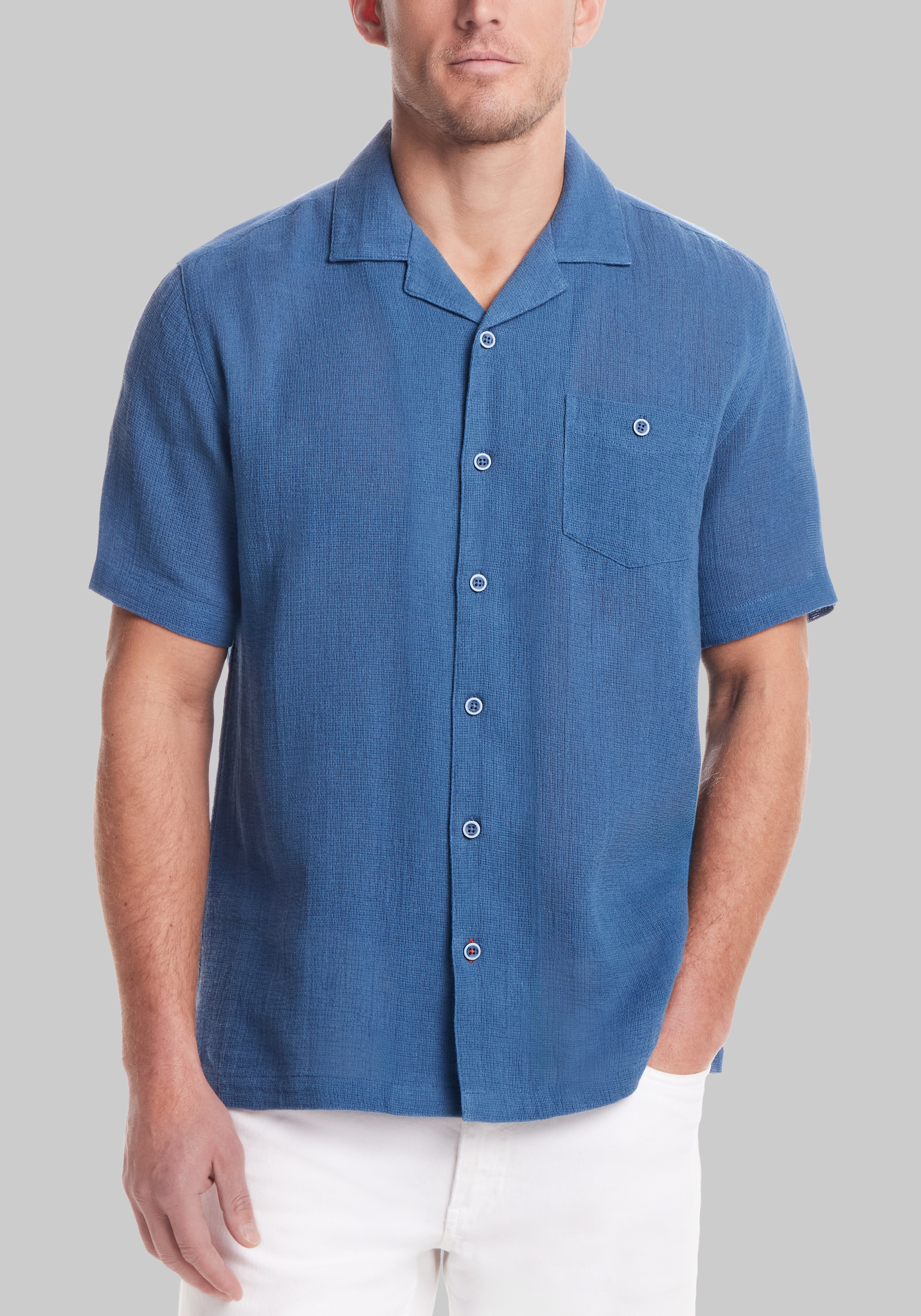 Weatherproof Vintage Traditional Fit Cotton-Linen Airtex Shirt