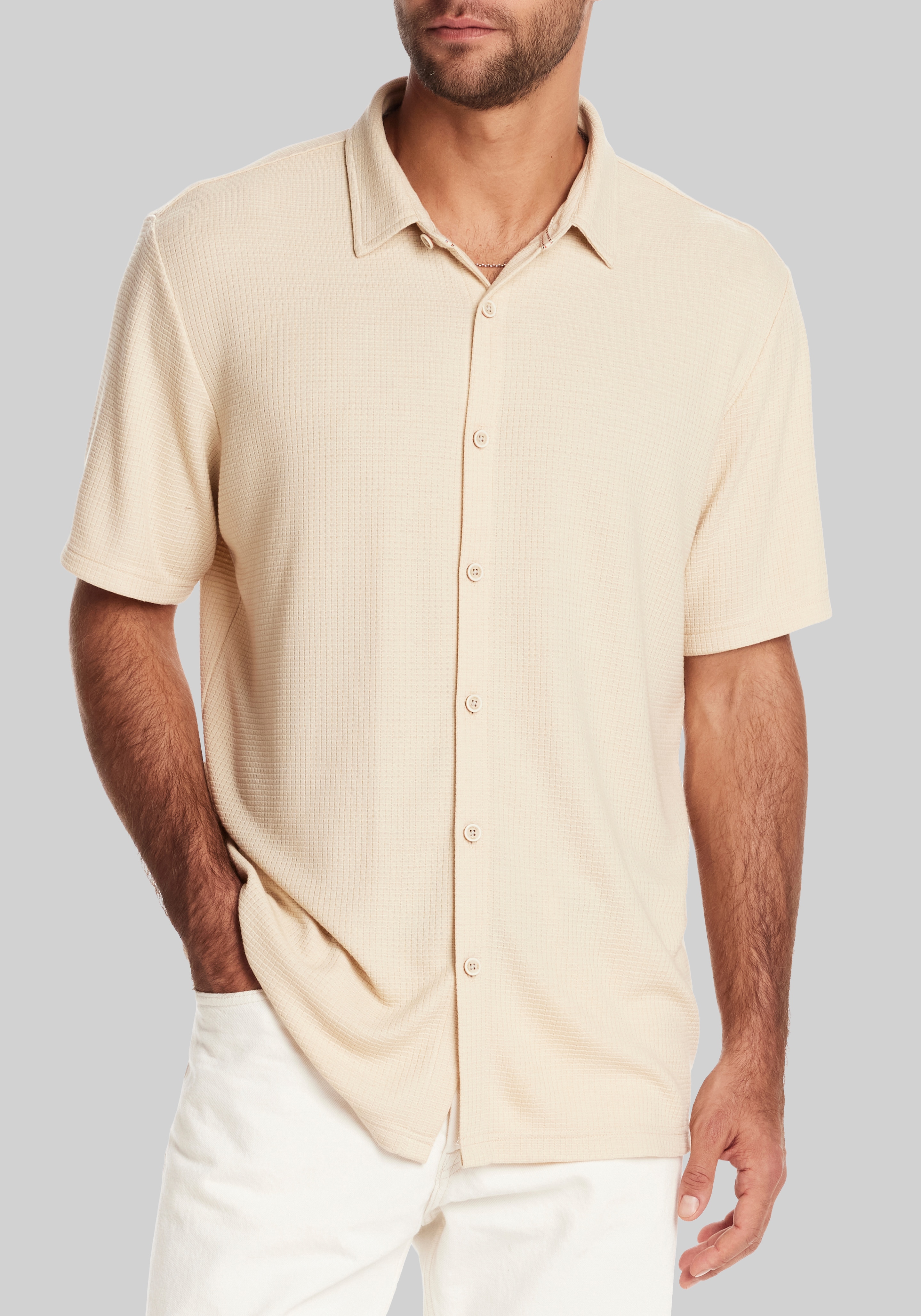 Men's Casual Tops, Weatherproof Vintage Traditional Fit Stretch Waffle Sportshirt - Jos A Bank