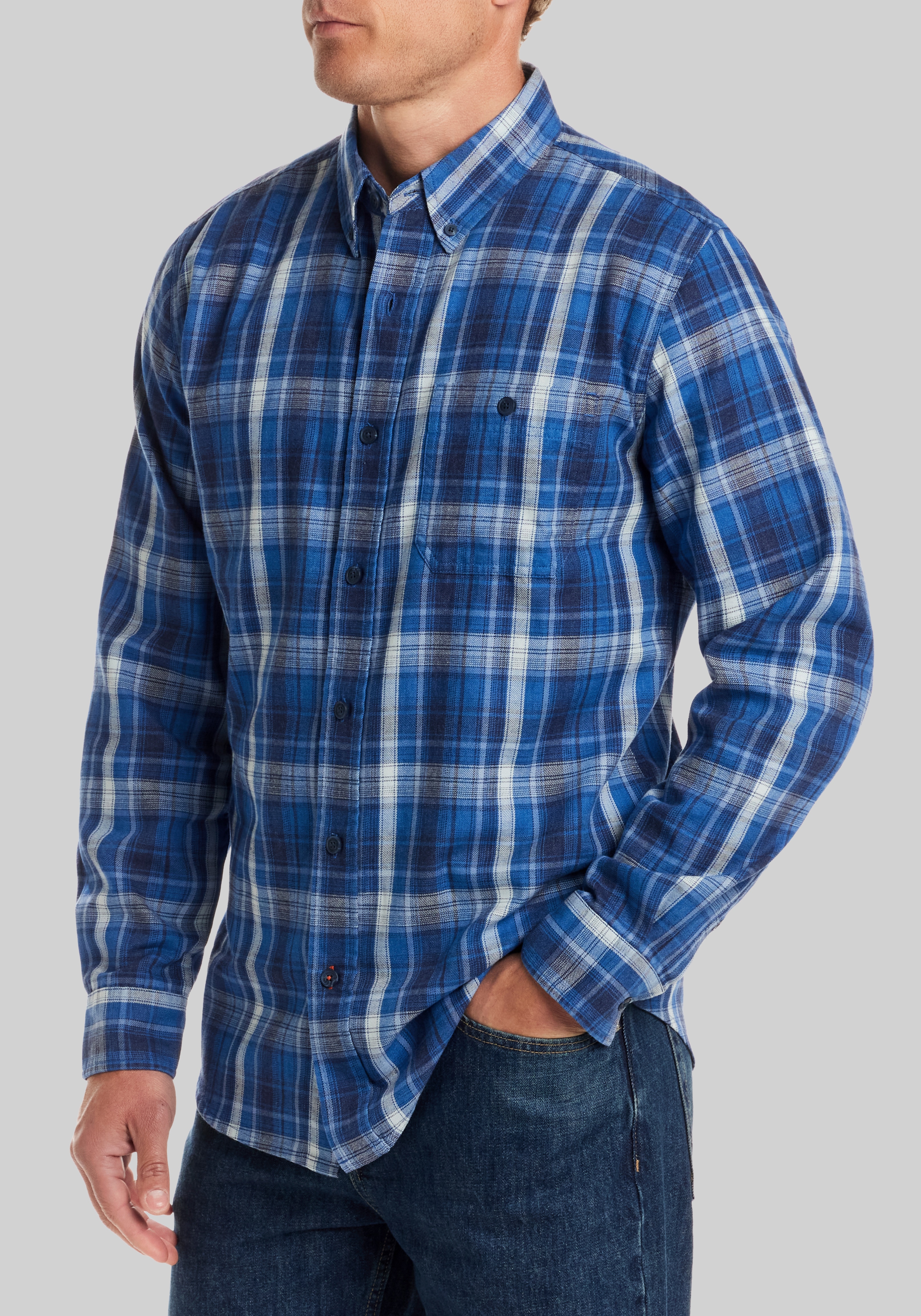 Weatherproof Traditional Fit Burnout Plaid Sportshirt