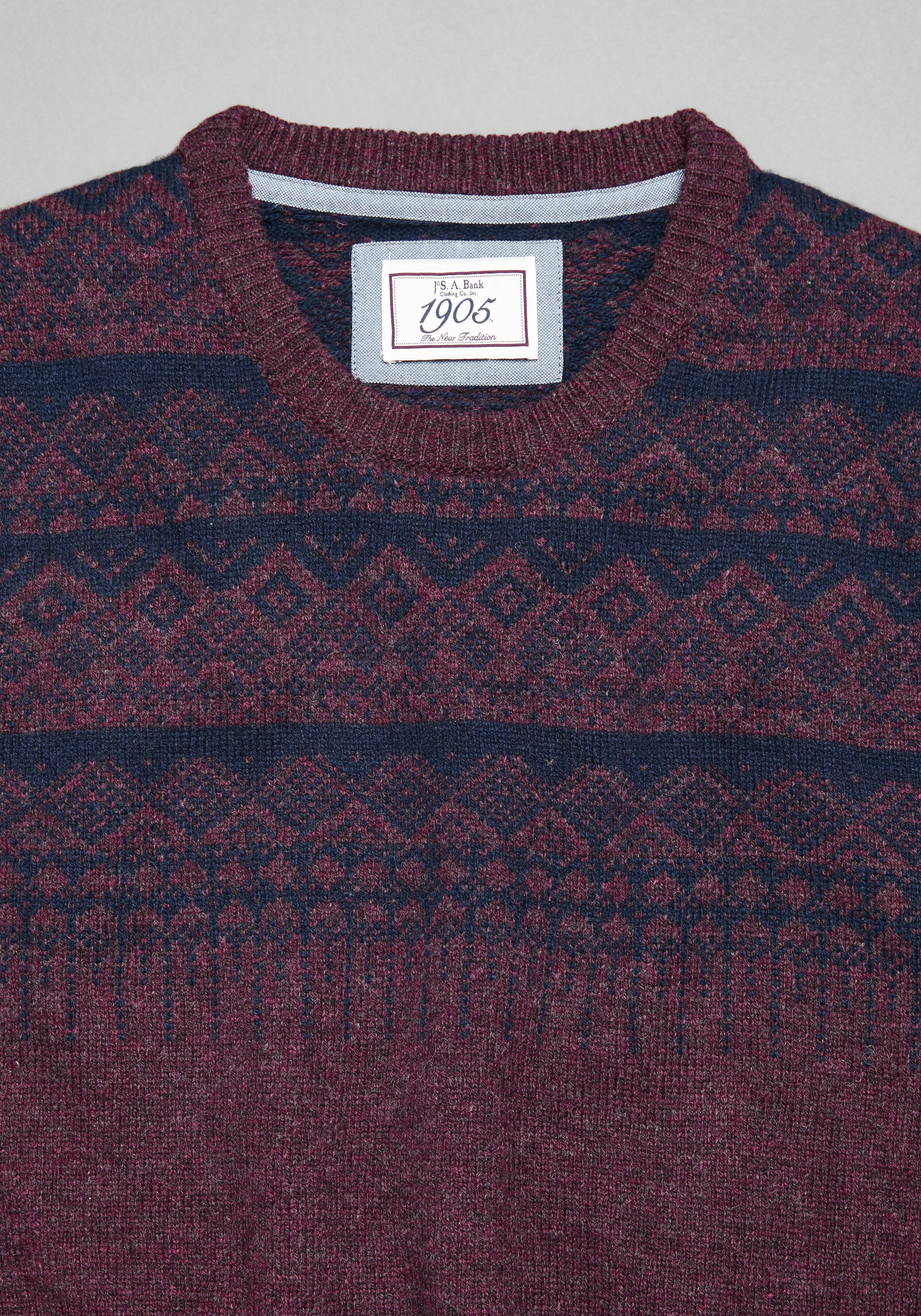 1905 collection wool blend crew neck fair isle sweater
