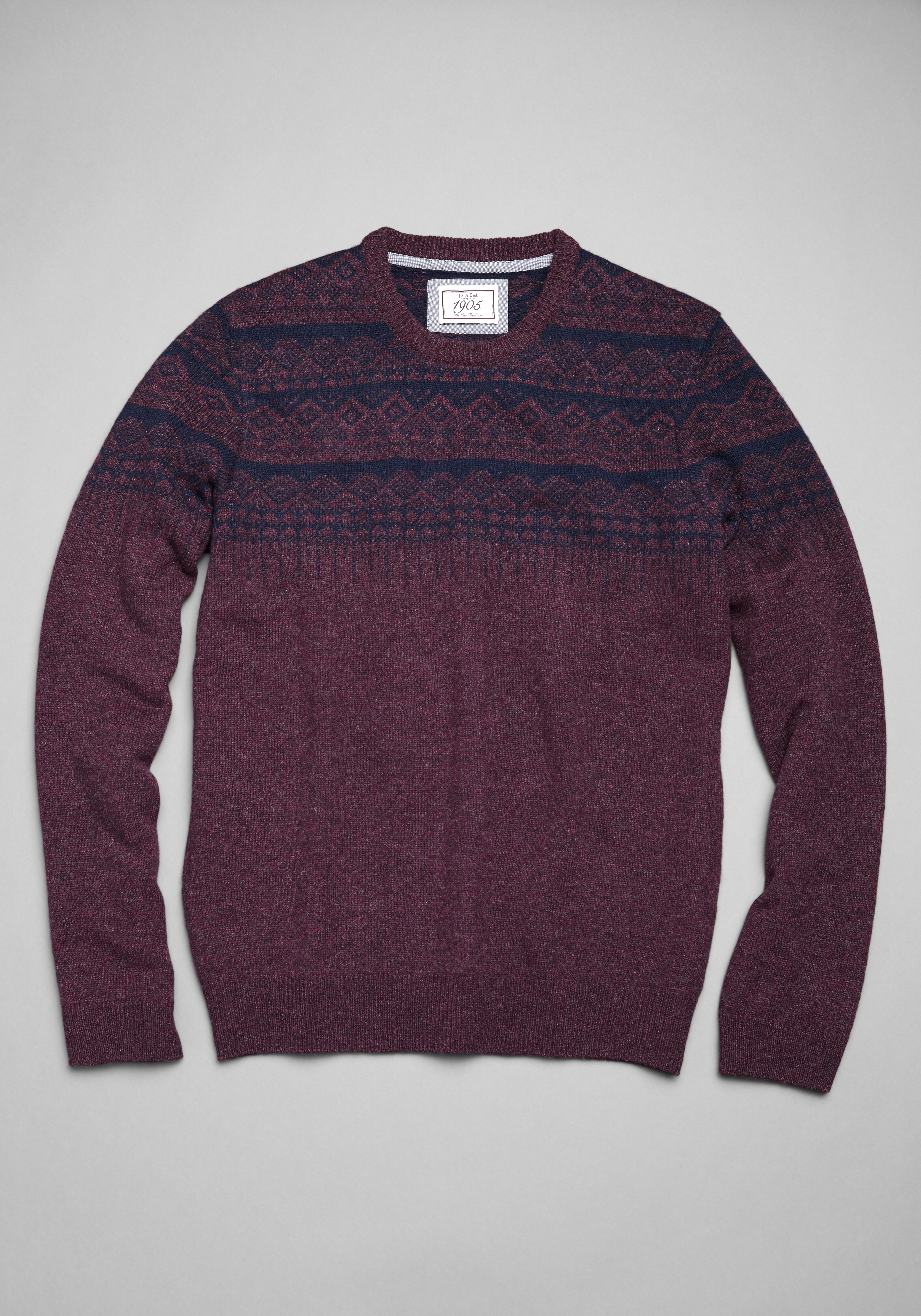1905 collection wool blend crew neck fair isle sweater