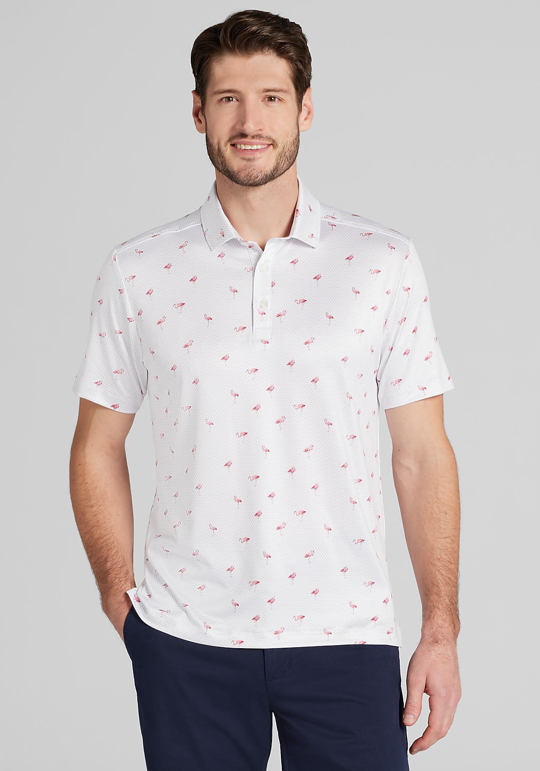 Traveler® Collection Tailored Fit Flamingo Performance Polo