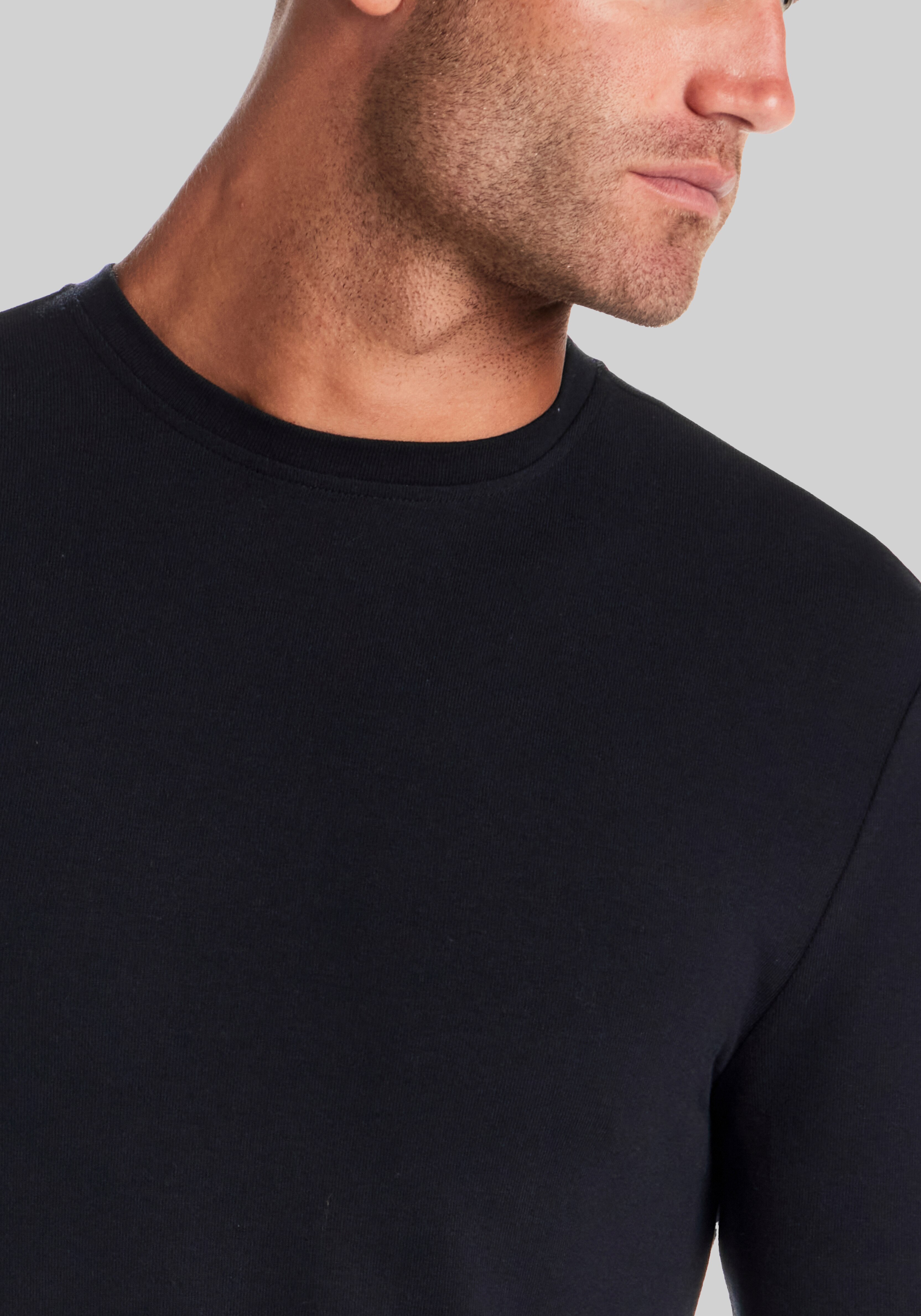 Vintage & Black Traditional Fit Long Sleeve Solid Crew Neck Shirt