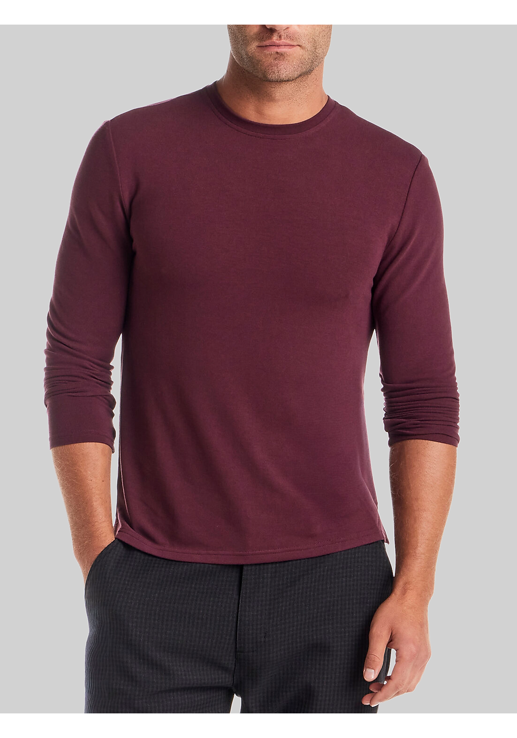 Vintage & Black Long Sleeve Solid Crew Neck Shirt