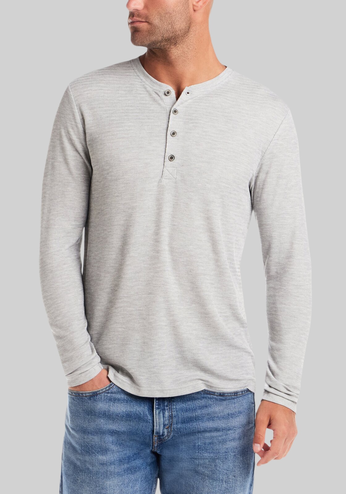 Vintage & Black Traditional Fit Crinkled Henley