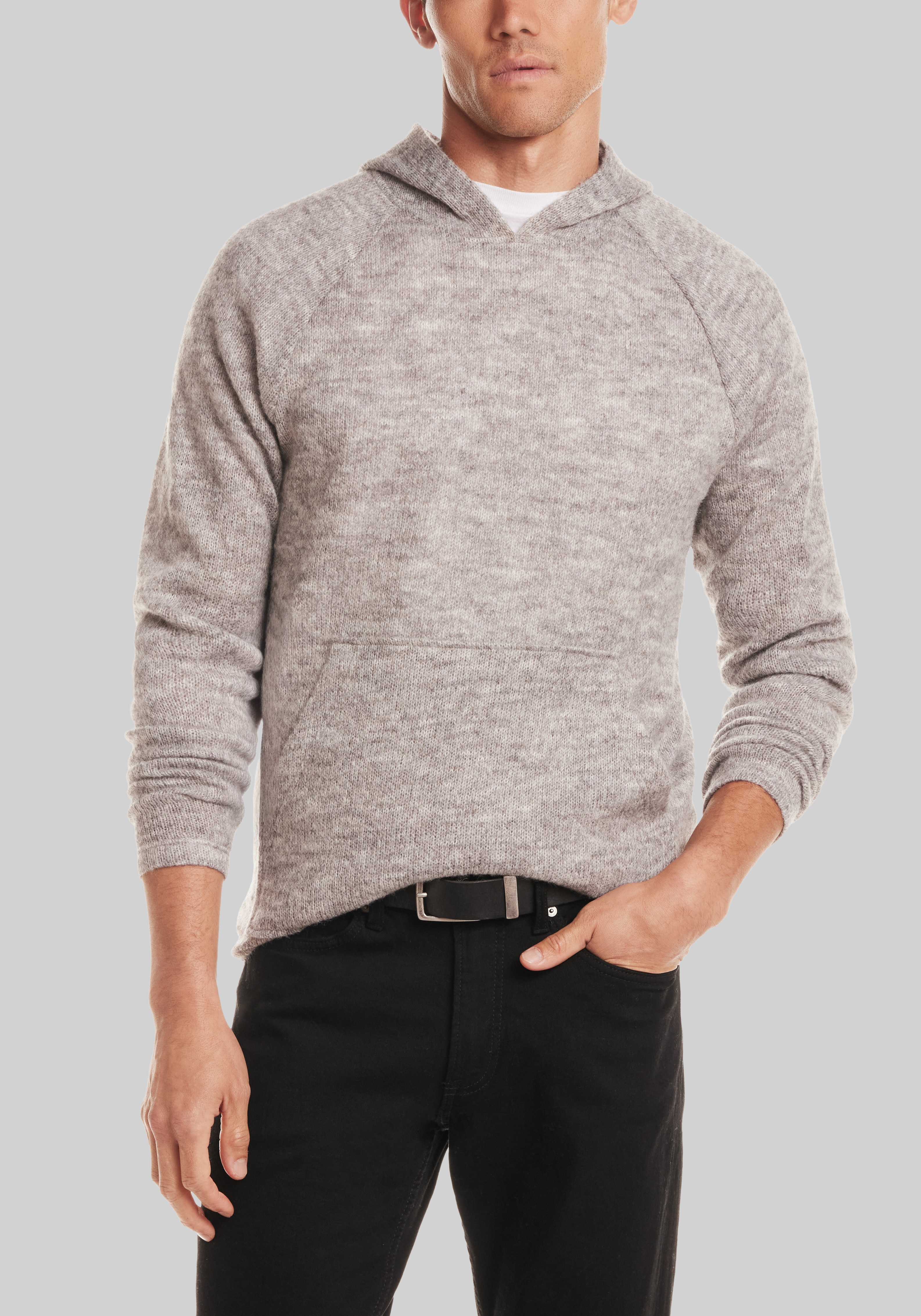 Men's Sweaters, Vintage & Black Traditional Fit Knit Hoodie Sweater - Jos A Bank