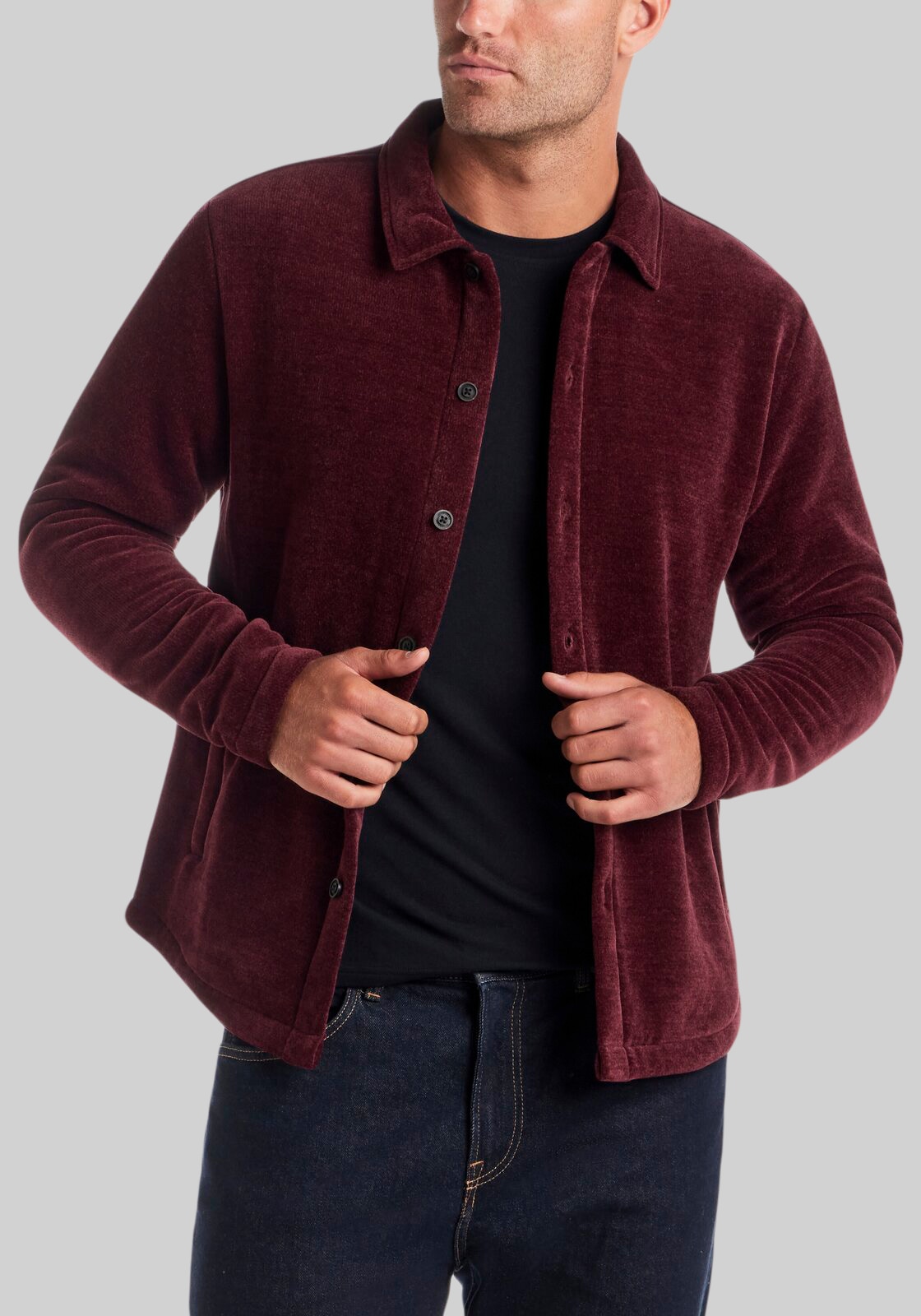 Men's Outerwear, Vintage & Black Brushed Corded Shirt Jacket - Jos A Bank