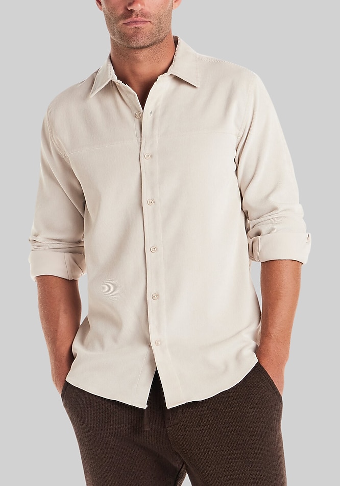 Vintage & Black Traditional Fit Solid Corduroy Button-Down Shirt