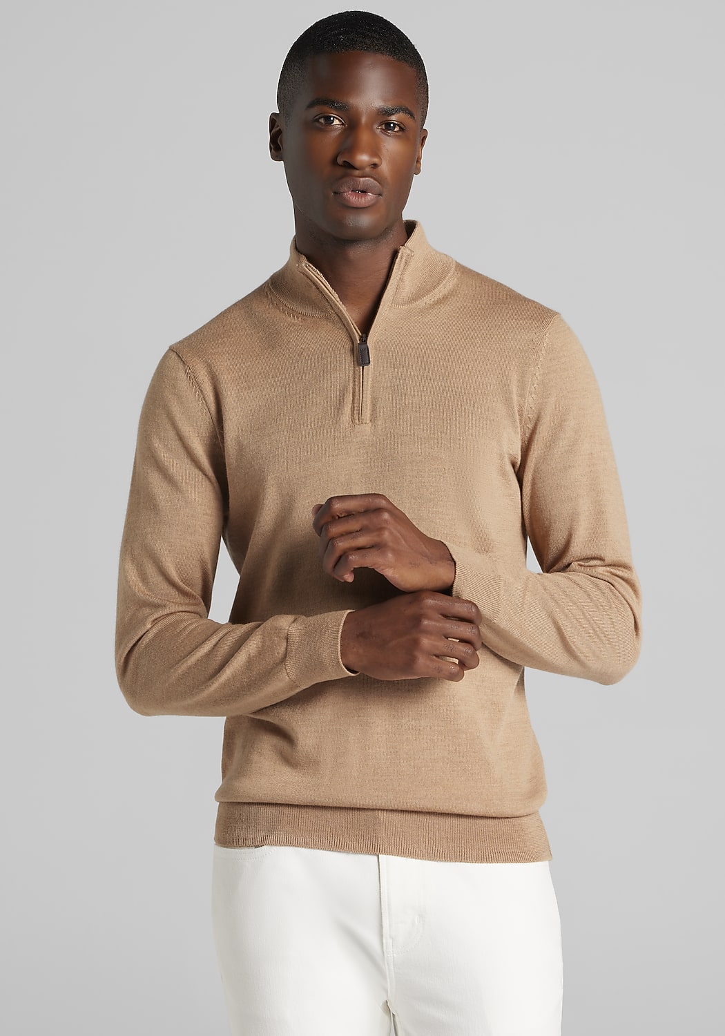Traveler&reg; Collection Tailored Fit Merino Blend 1/4-Zip Sweater - Big & Tall