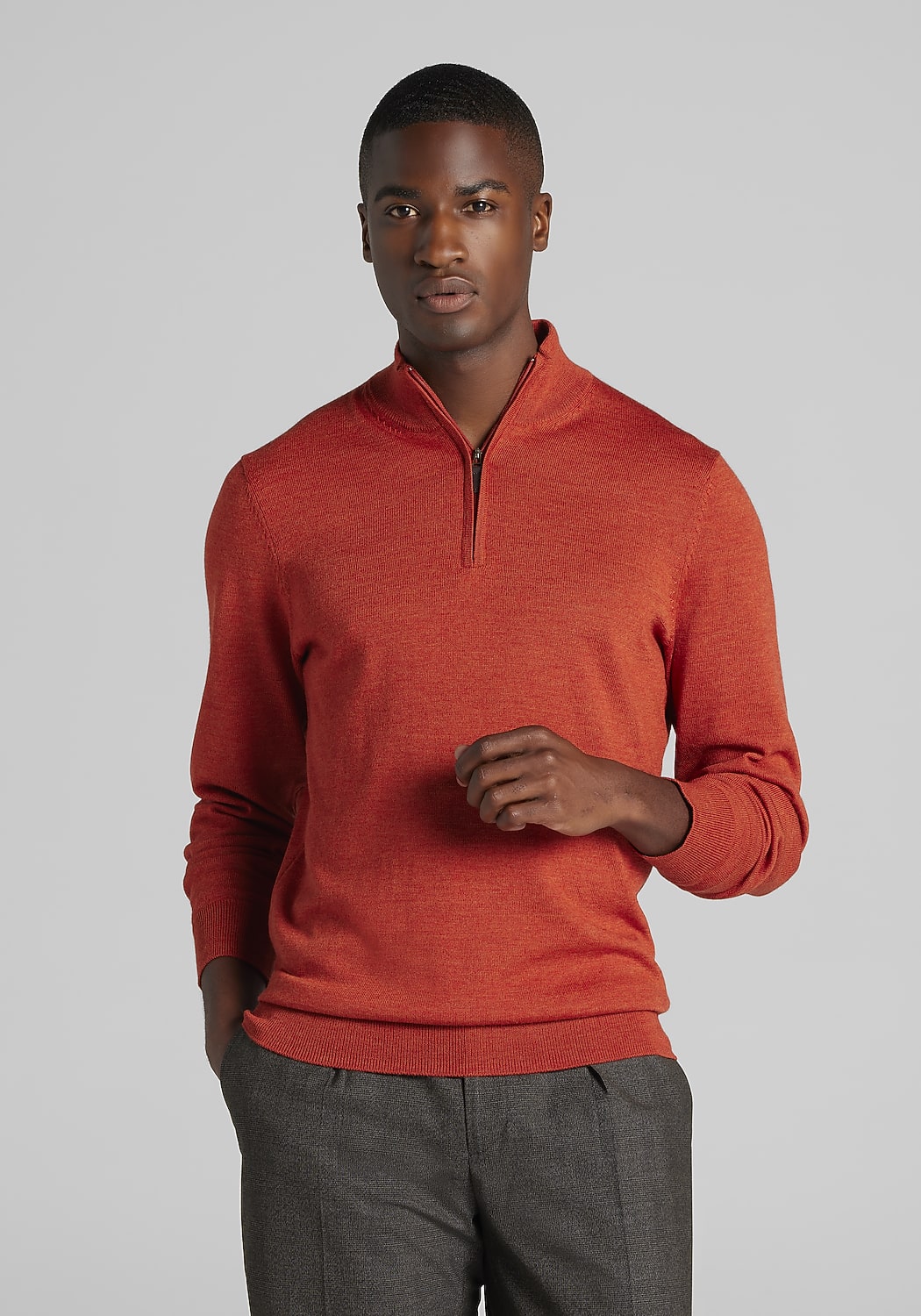 Traveler&reg; Collection Tailored Fit Merino Blend 1/4-Zip Sweater CLEARANCE