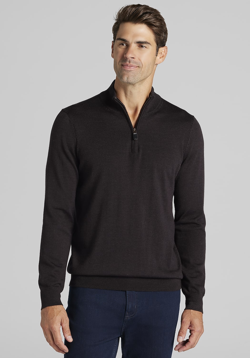 Traveler&reg; Collection Tailored Fit Merino Blend 1/4-Zip Sweater - Big & Tall CLEARANCE