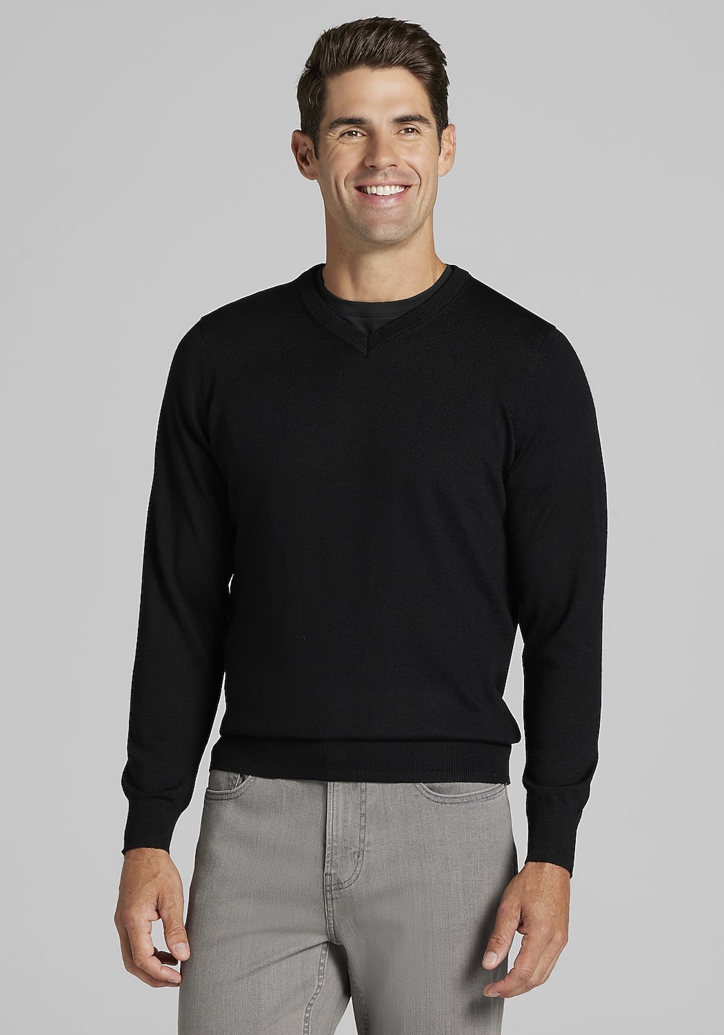 Traveler&reg; Performance Tailored Fit Merino V-Neck Sweater - Big & Tall CLEARANCE