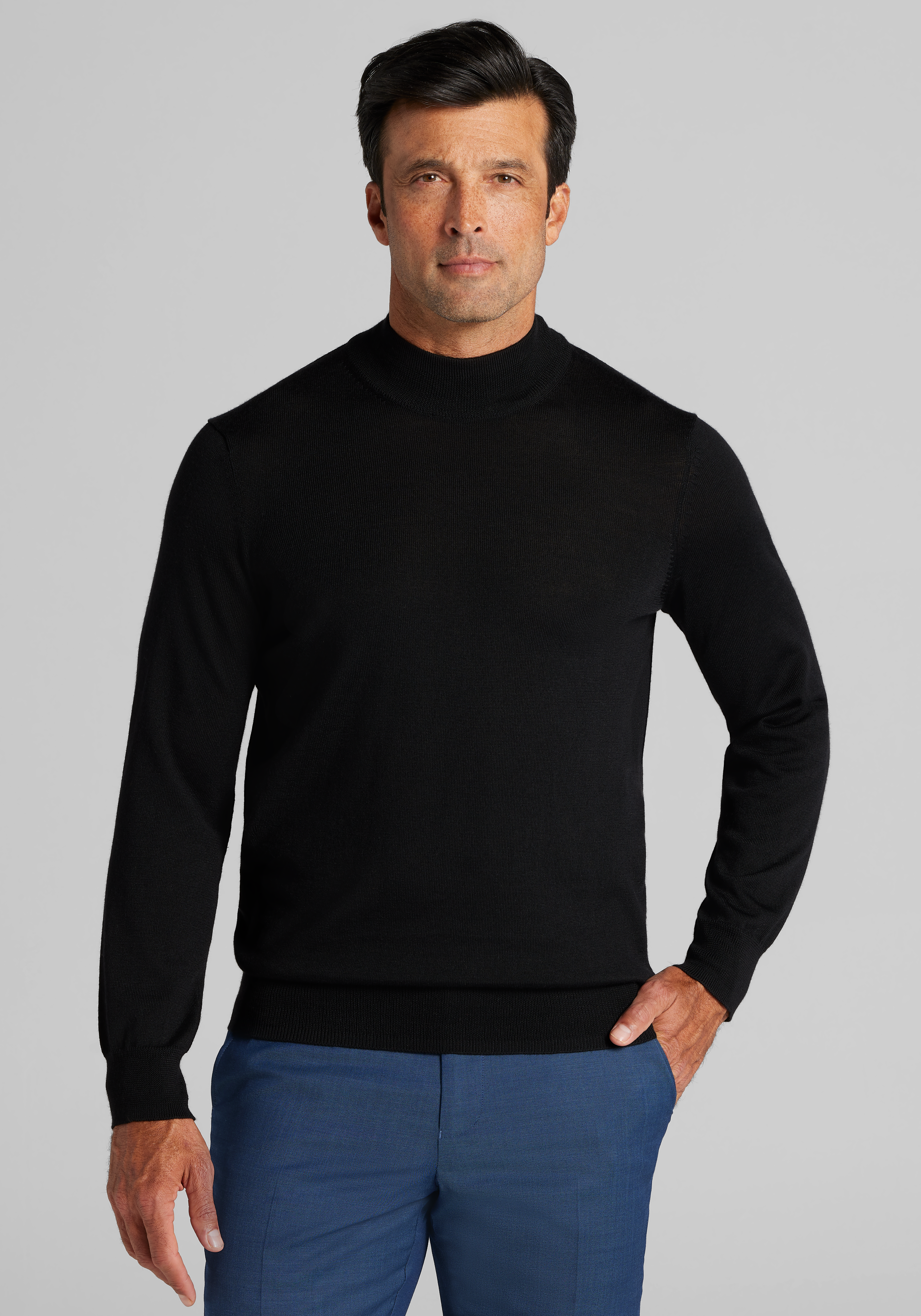 Men's Sweaters, Traveler&reg; Performance Tailored Fit Merino Blend Mock Neck Sweater - Big & Tall CLEARANCE - Jos A Bank