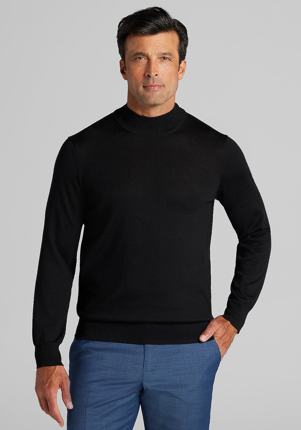 Traveler&reg; Performance Tailored Fit Merino Blend Mock Neck Sweater - Big & Tall CLEARANCE