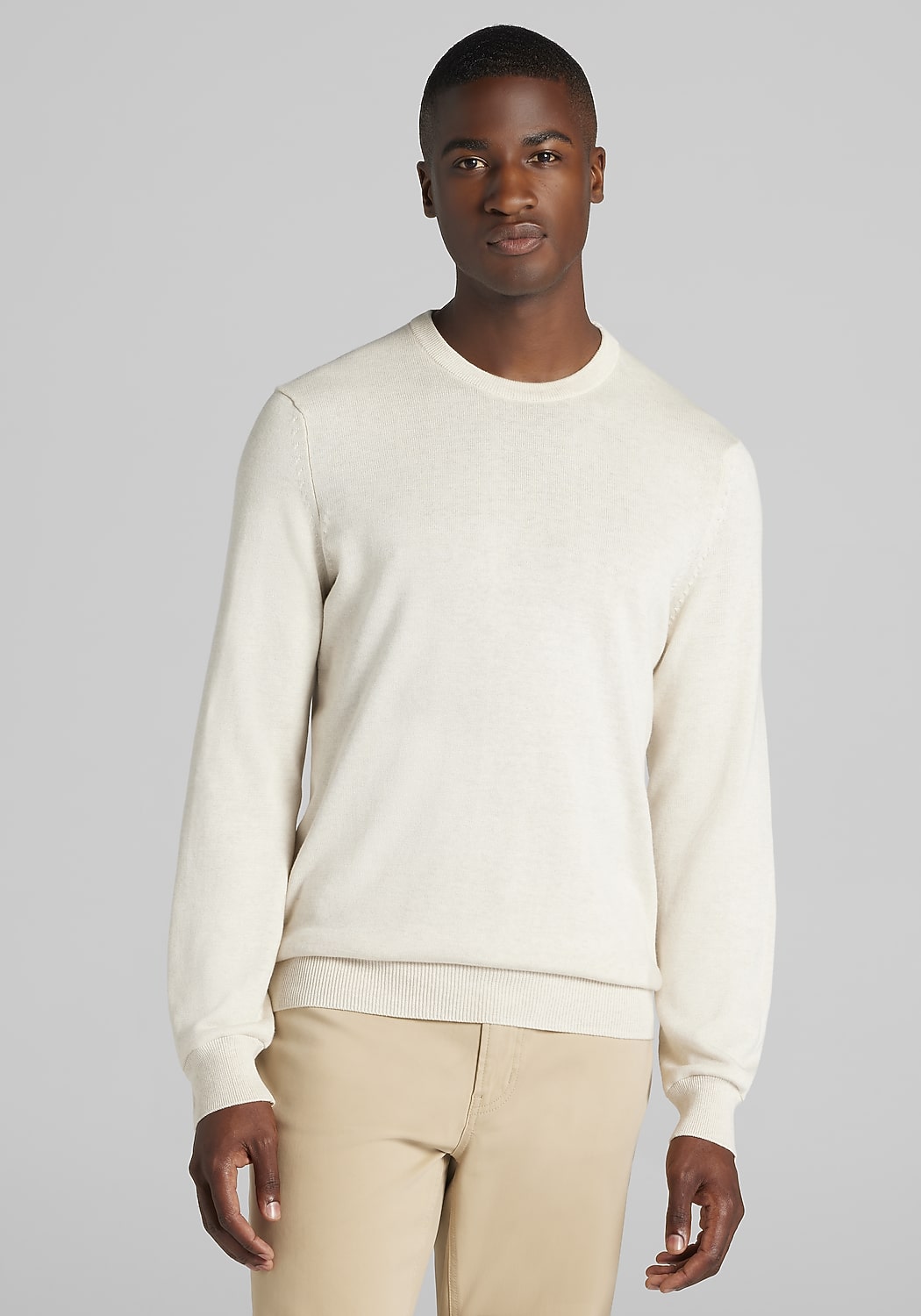 Jos. A. Bank Tailored Fit Heathered Pima Cotton Crew Neck Sweater