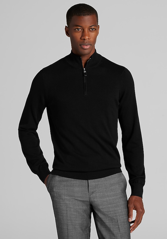 Jos. A. Bank Tailored Fit Pima Cotton 1/4 Zip Sweater - Jos. A