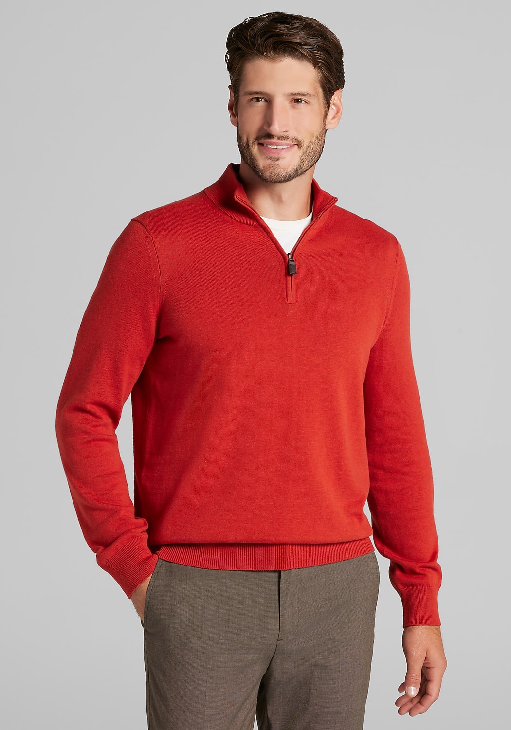 Jos. A. Bank Tailored Fit Pima Cotton 1/4 Zip Sweater - Big & Tall