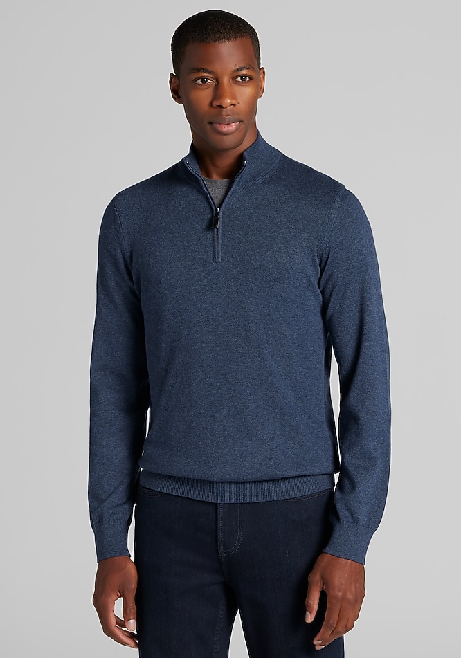 Jos. A. Bank Tailored Fit Pima Cotton 1/4 Zip Sweater - Big & Tall