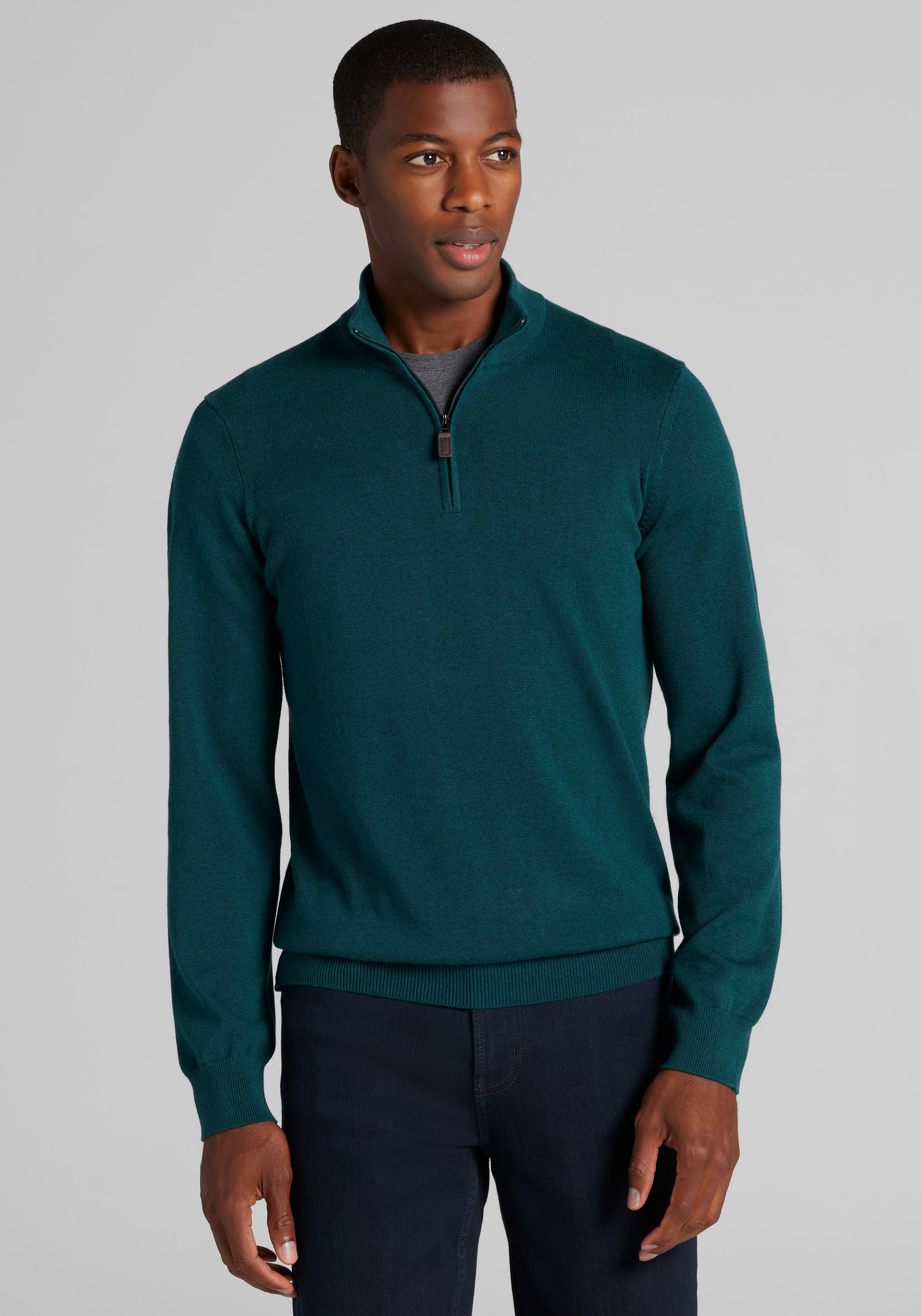 Men's Sweaters, Jos. A. Bank Tailored Fit Pima Cotton 1/4 Zip Sweater - Jos A Bank