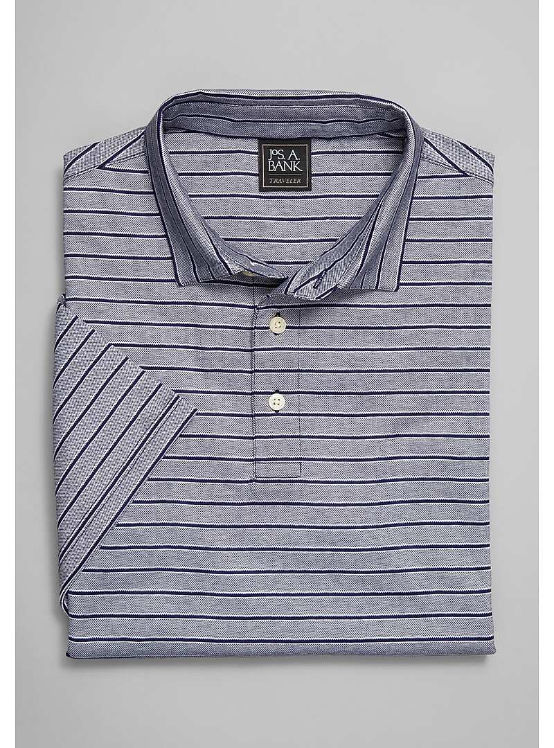 Traveler Collection Tailored Fit Stripe Golf Polo CLEARANCE All Clearance Jos A Bank