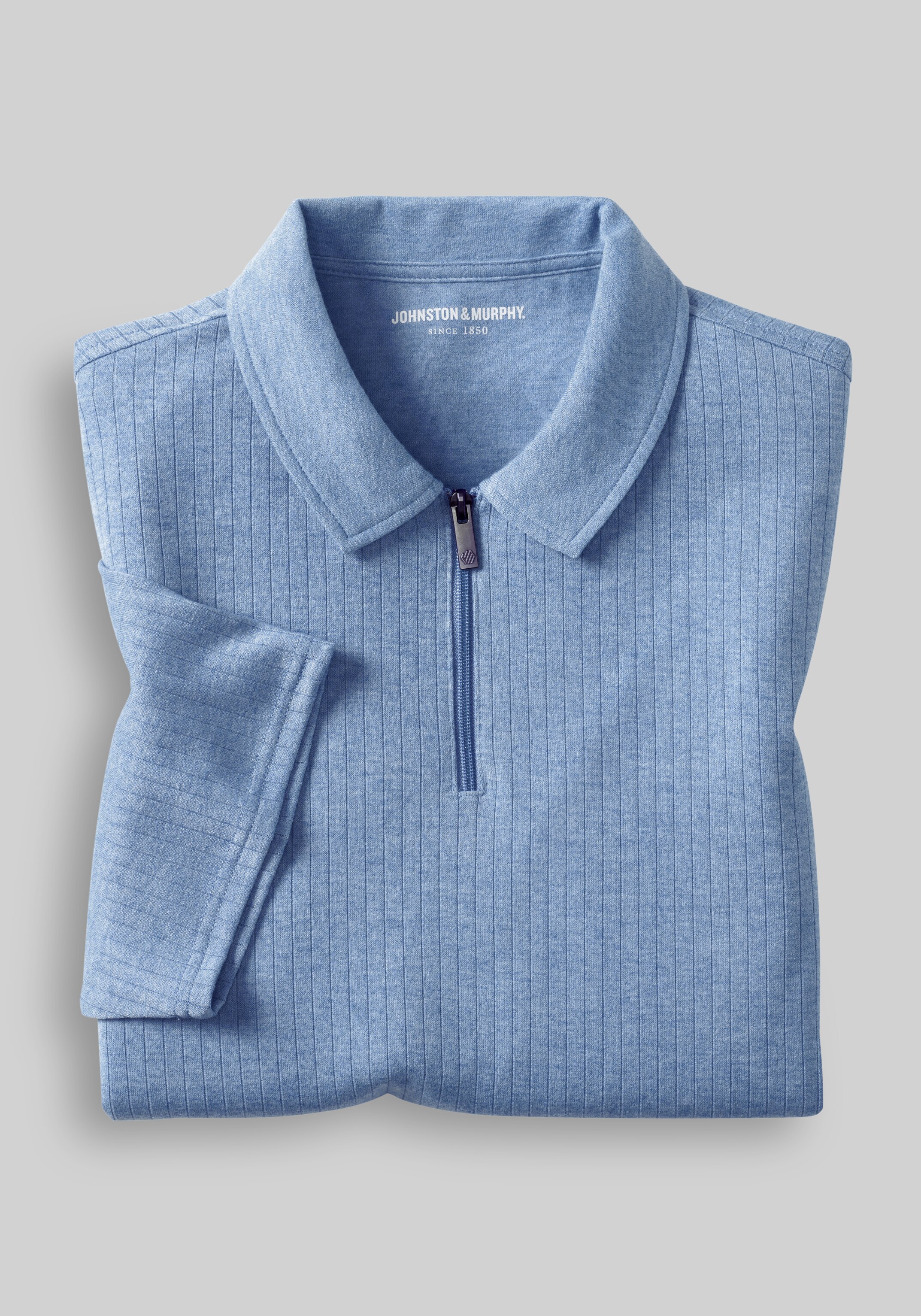 Johnston & Murphy Tailored Fit Finn Ribbed Zip Polo