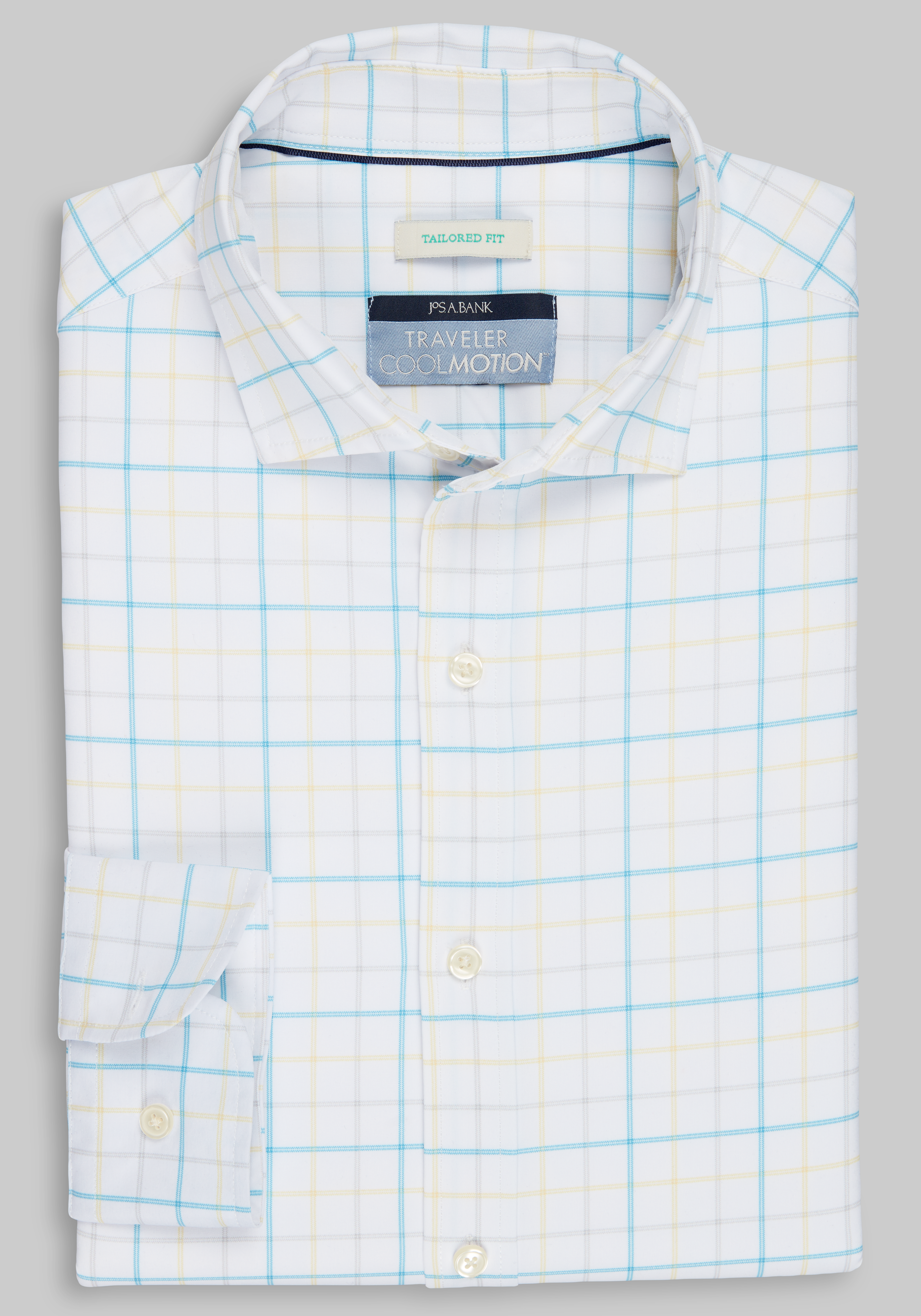 Men's FLYOUT_COLLECTION, Traveler&reg; Collection Tailored Fit Large Plaid 4-Way Stretch Sportshirt - Big & Tall - Jos A Bank