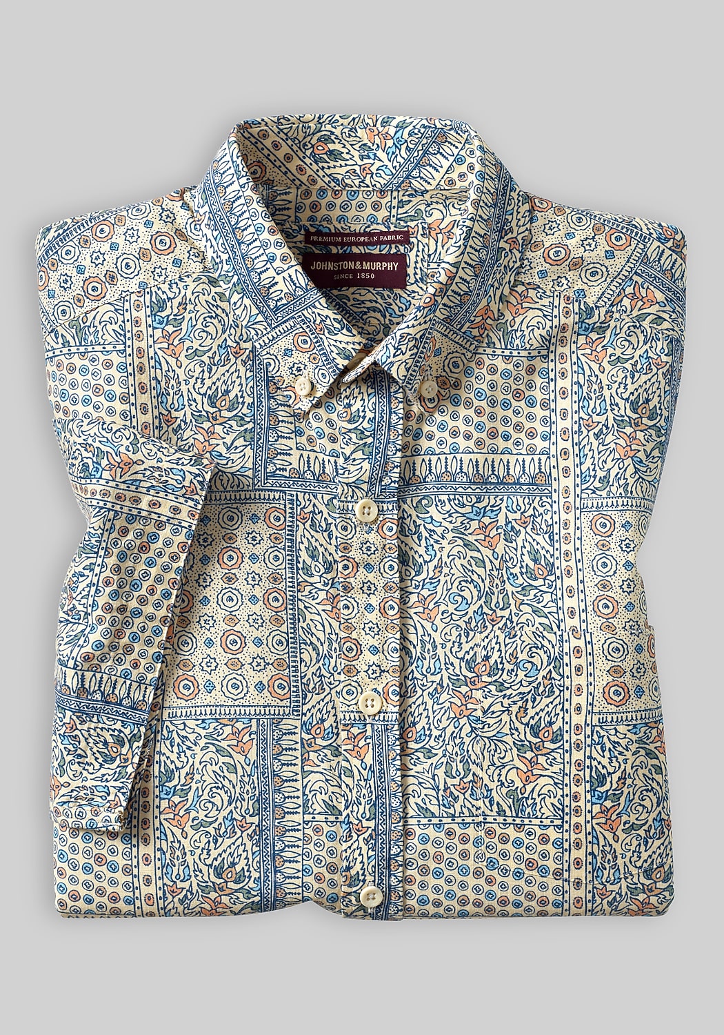 Johnston & Murphy Tailored Fit Floral Tile Short Sleeve Sportshirt