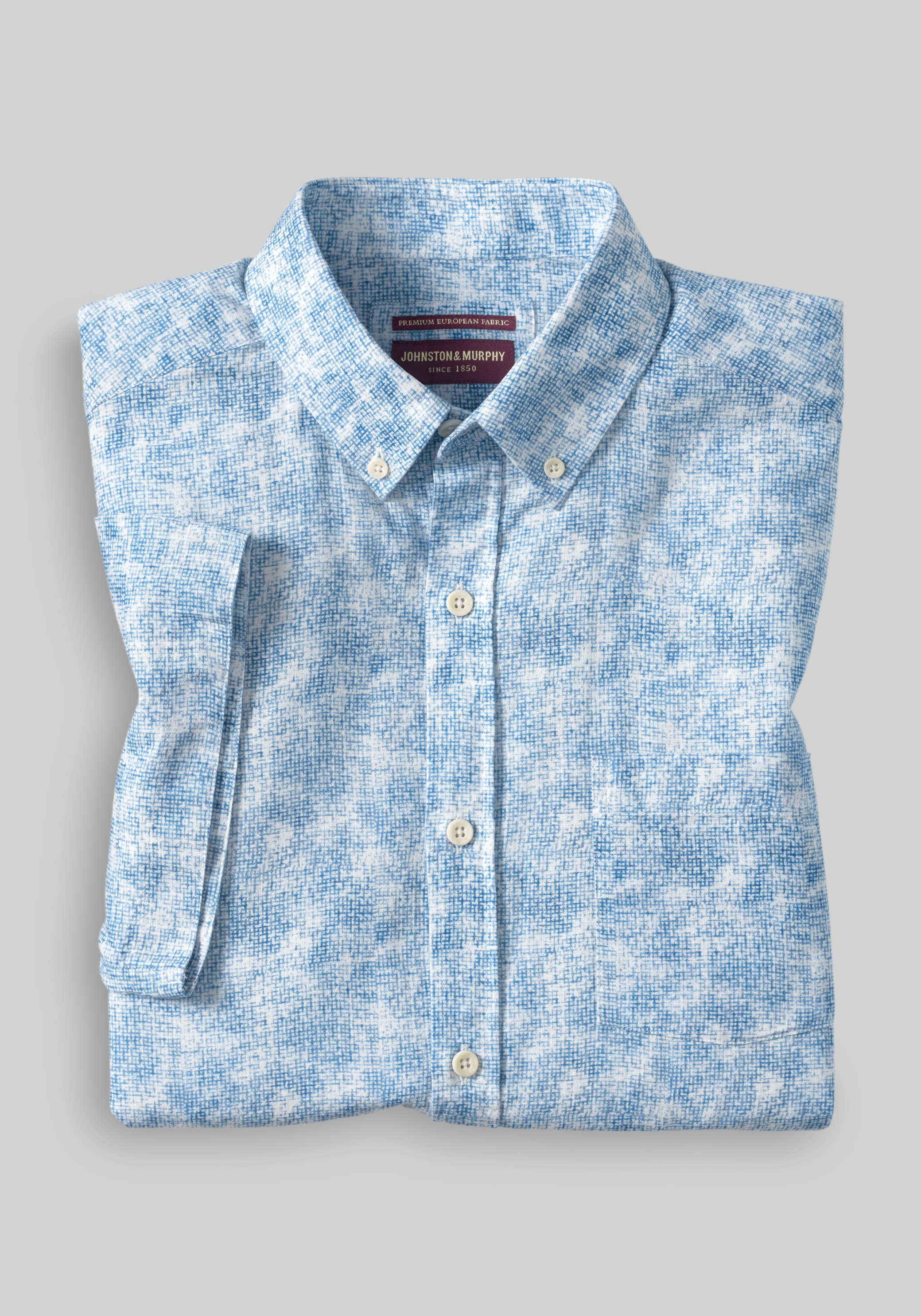 Johnston & Murphy Tailored Fit Floral Tile Short Sleeve Sportshirt