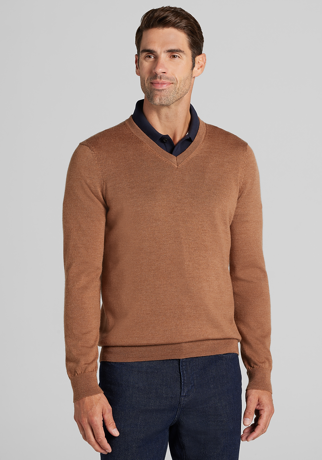 Traveler® Collection Tailored Fit Merino Wool Blend V-Neck Sweater