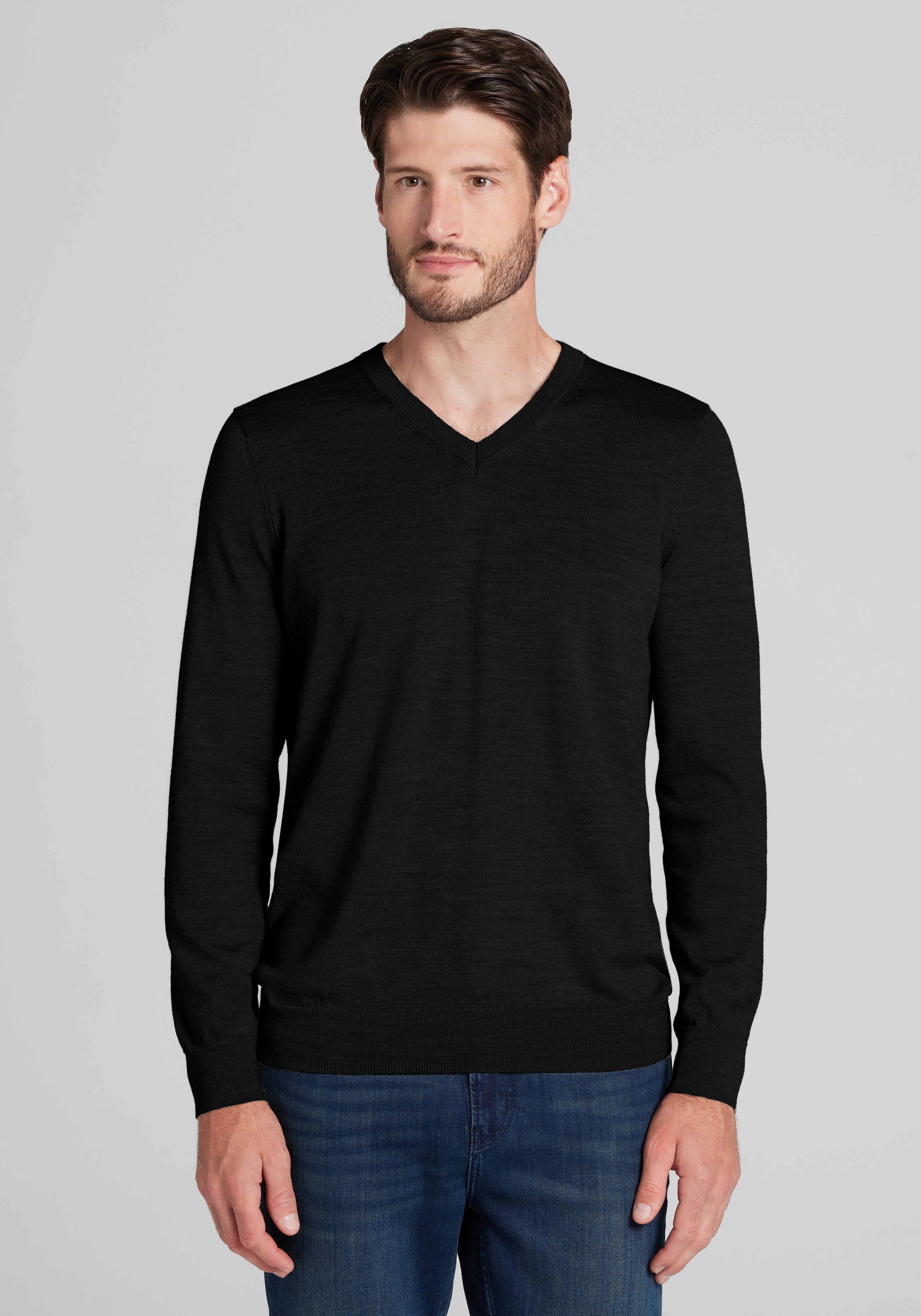 Traveler® Tailored Fit Merino Wool Blend V-Neck Sweater