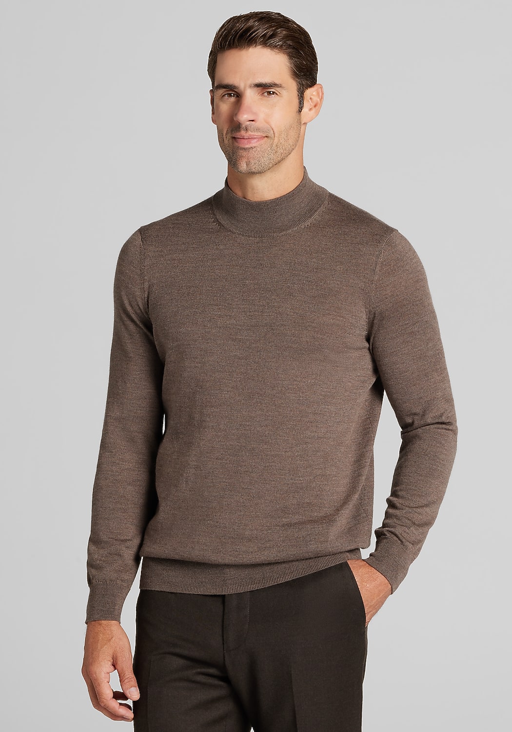 Traveler® Collection Tailored Fit Merino Wool Blend Mock Neck Sweater
