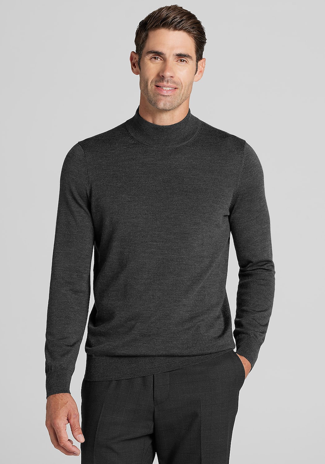 Traveler® Collection Tailored Fit Merino Wool Blend Mock Neck Sweater
