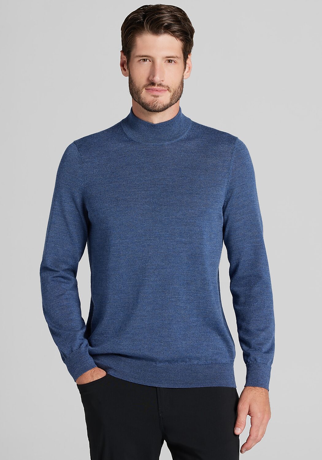 Traveler® Collection Tailored Fit Merino Wool Blend Mock Neck Sweater
