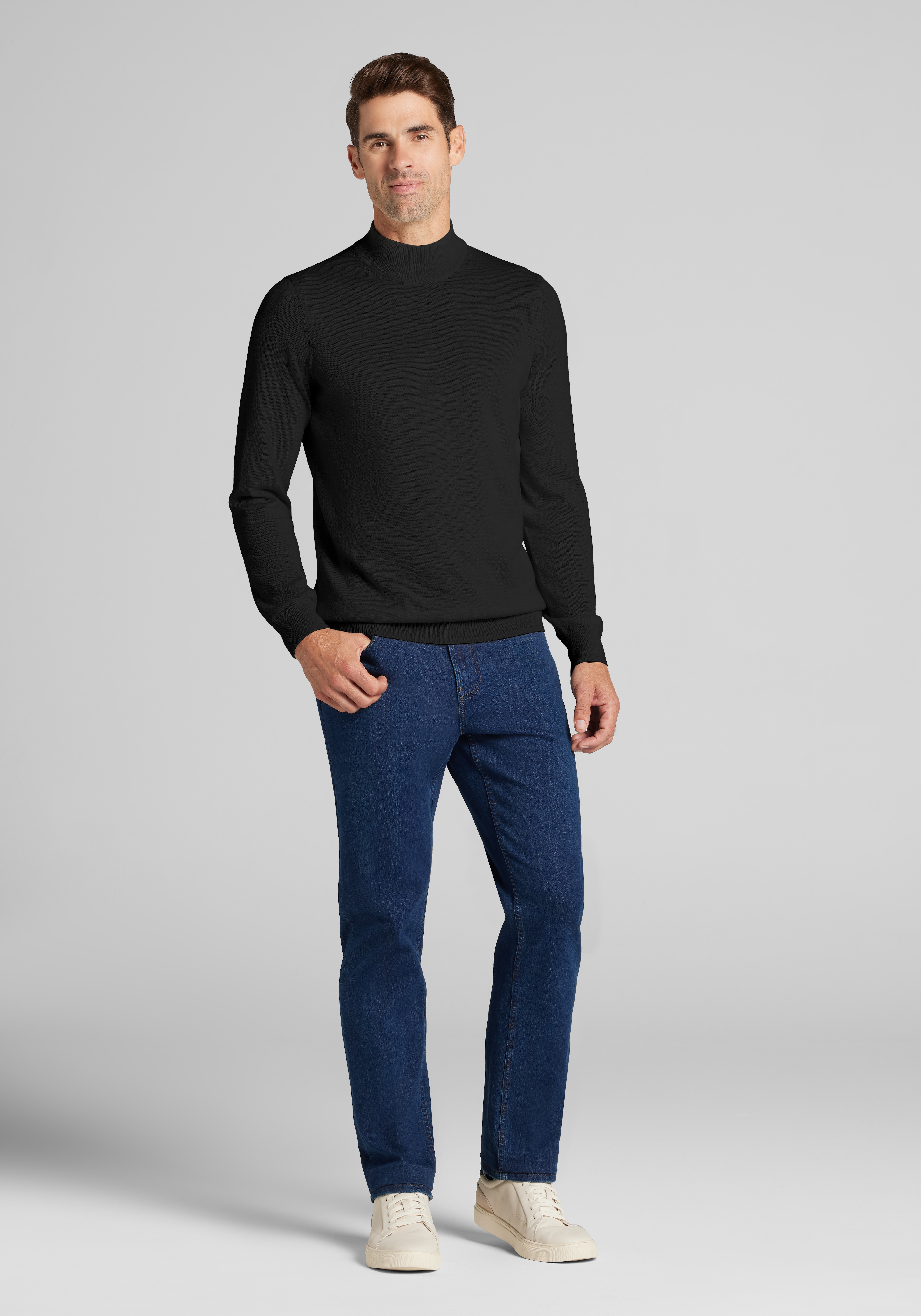 Traveler® Collection Tailored Fit Mock Neck Merino Wool Blend Sweater