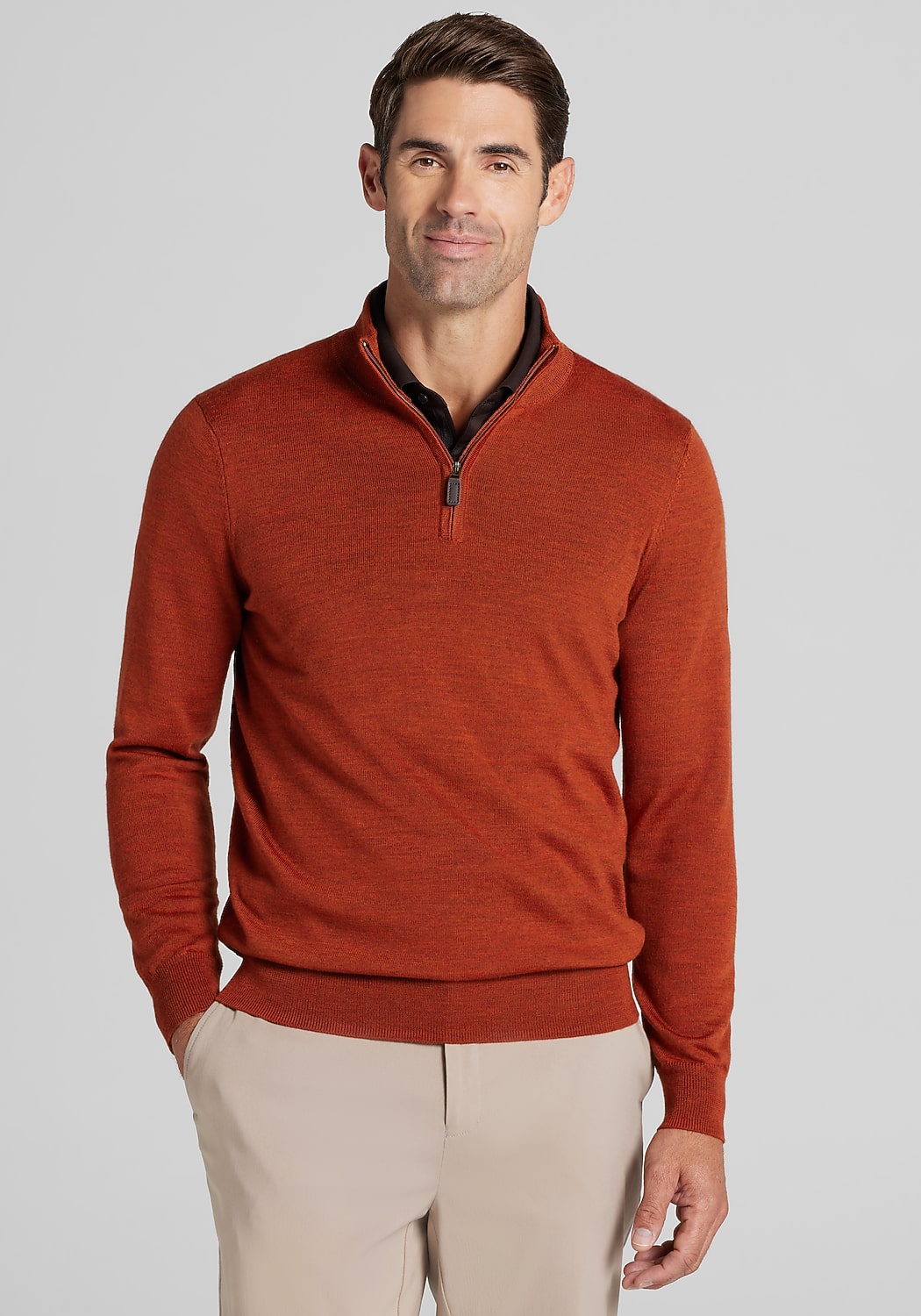 Traveler® Collection Tailored Fit Merino Wool Blend 1/4-Zip Sweater