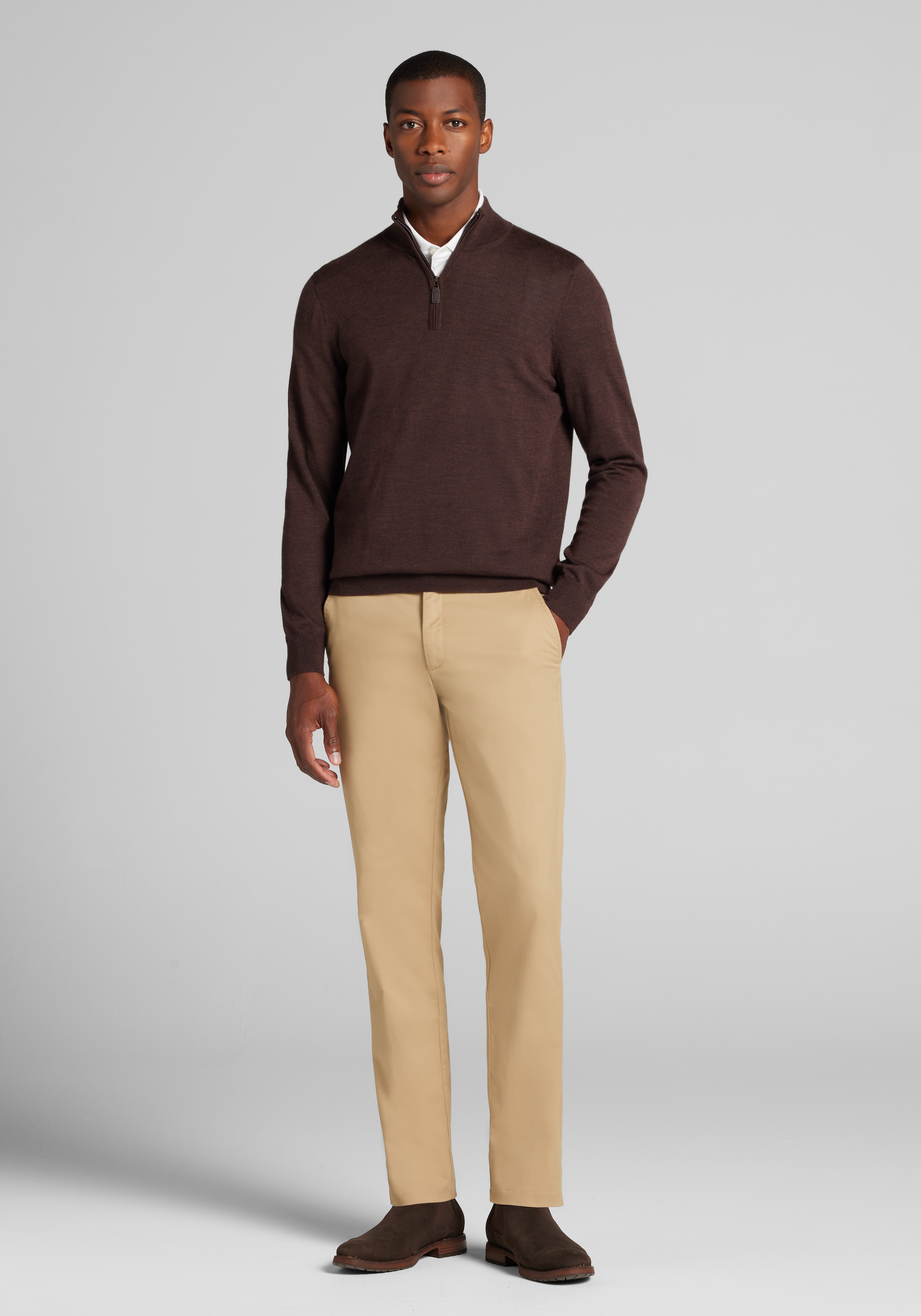 Traveler® Collection Tailored Fit 1/4-Zip Merino Blend Sweater