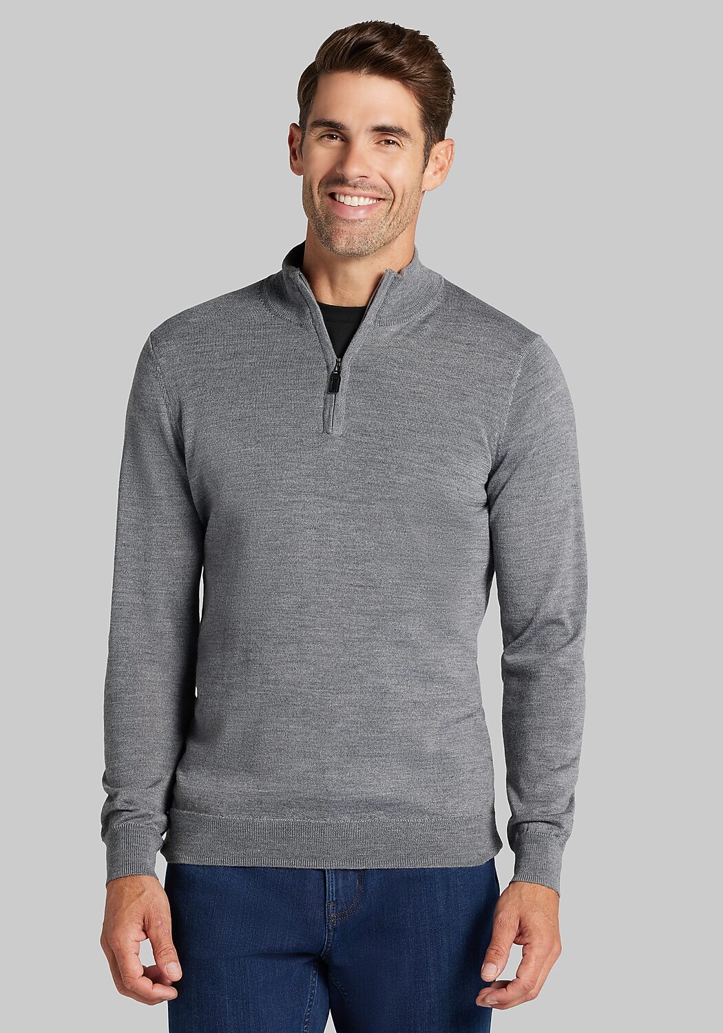Traveler® Collection Tailored Fit Merino Wool Blend 1/4-Zip Sweater - Big & Tall