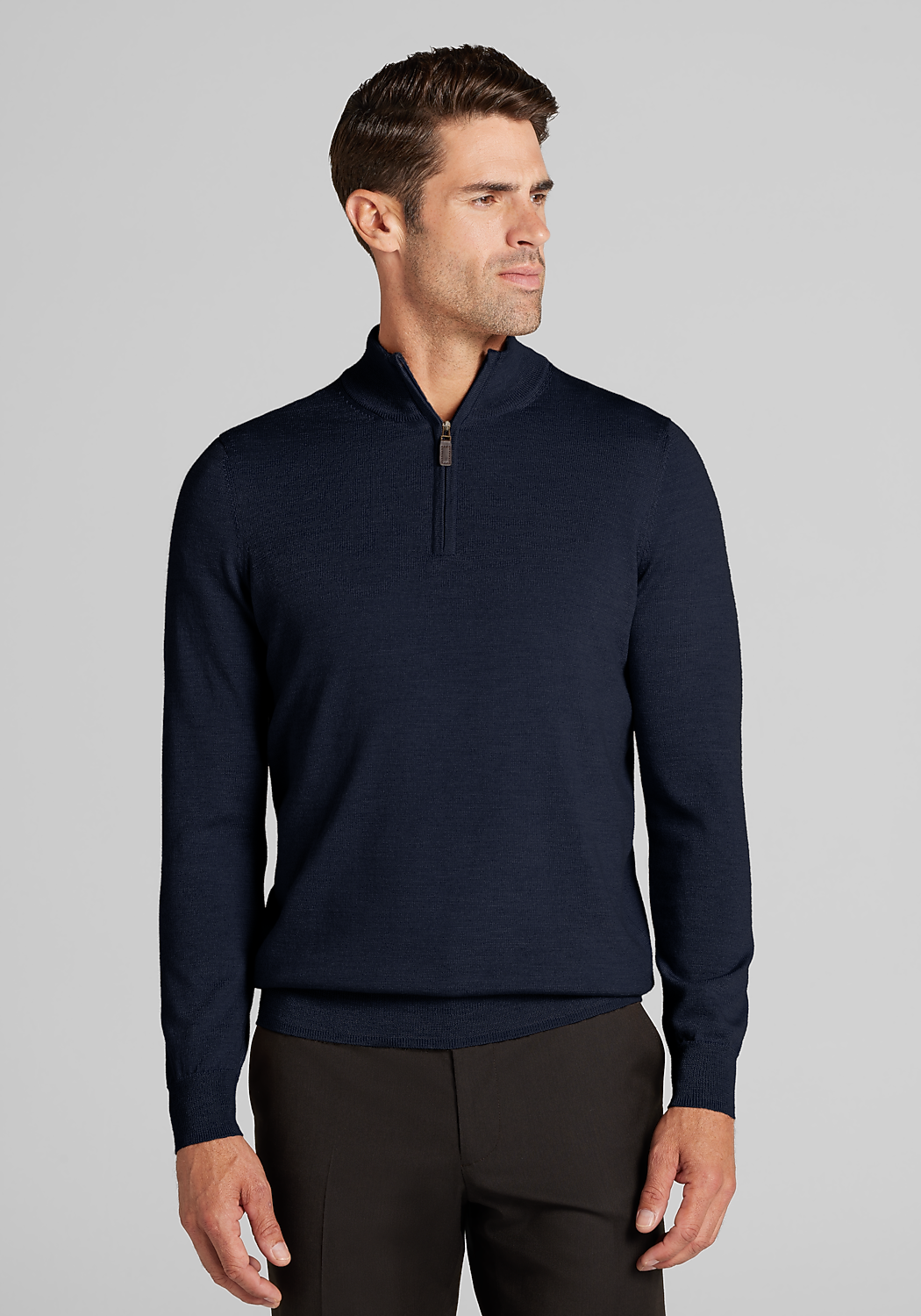 Traveler® Collection Tailored Fit Long Sleeve 1/4-Zip Merino Wool Sweater - Big & Tall