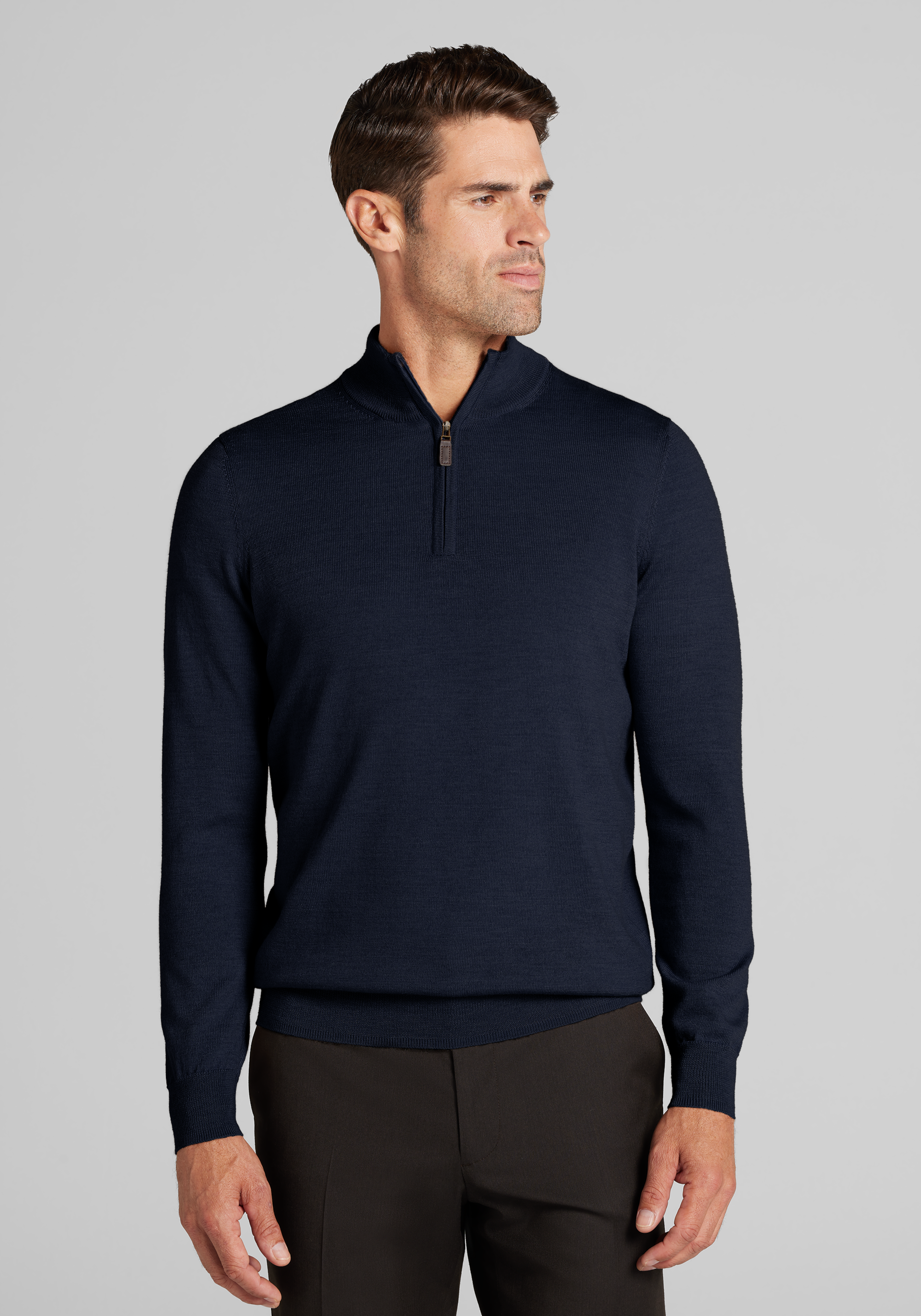 Traveler® Collection Tailored Fit Long Sleeve 1/4-Zip Merino Wool Sweater