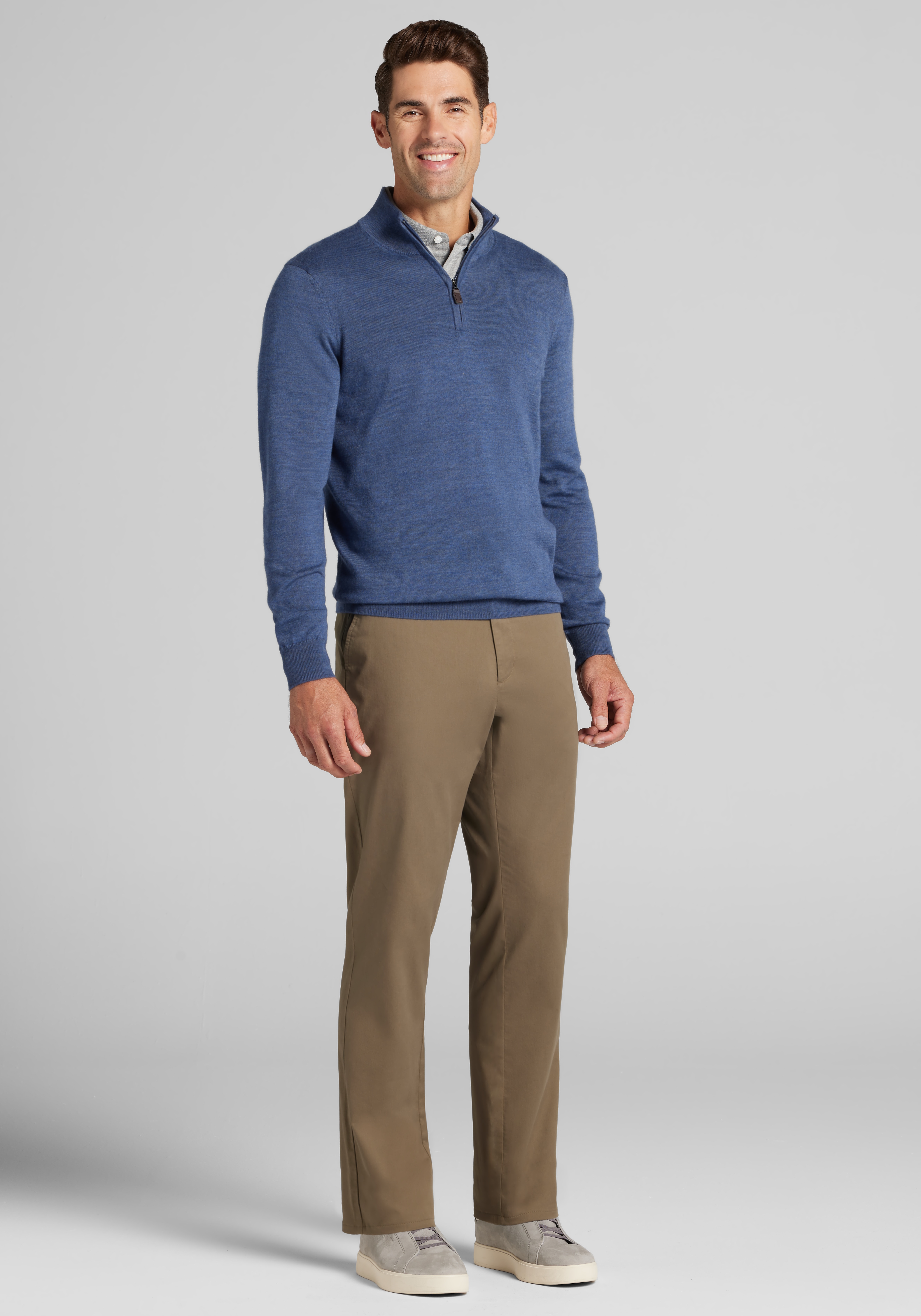 Traveler® Collection Tailored Fit Merino Blend 1/4 Zip Sweater