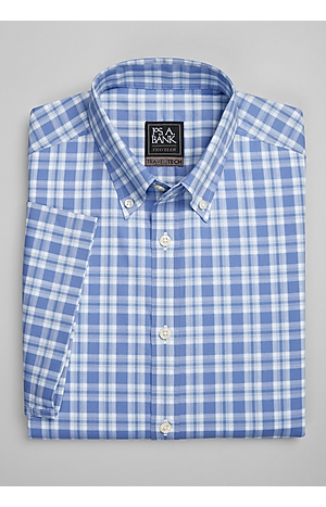 $70 New Jos A Bank Executive Long Sleeve Cotton white w/ blue stripe shirt  M